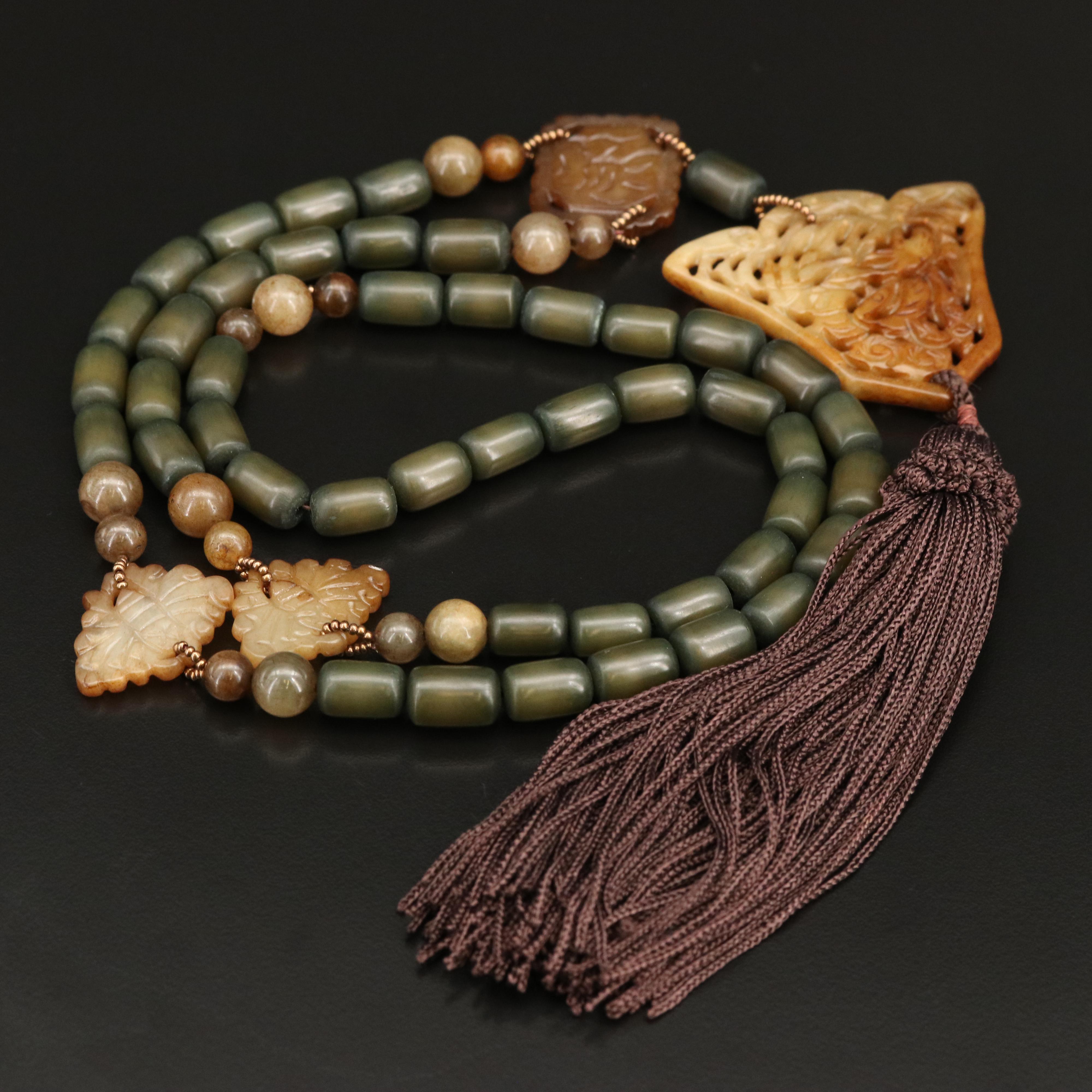 Necklaces Including Serpentine, Black Onyx and Wood