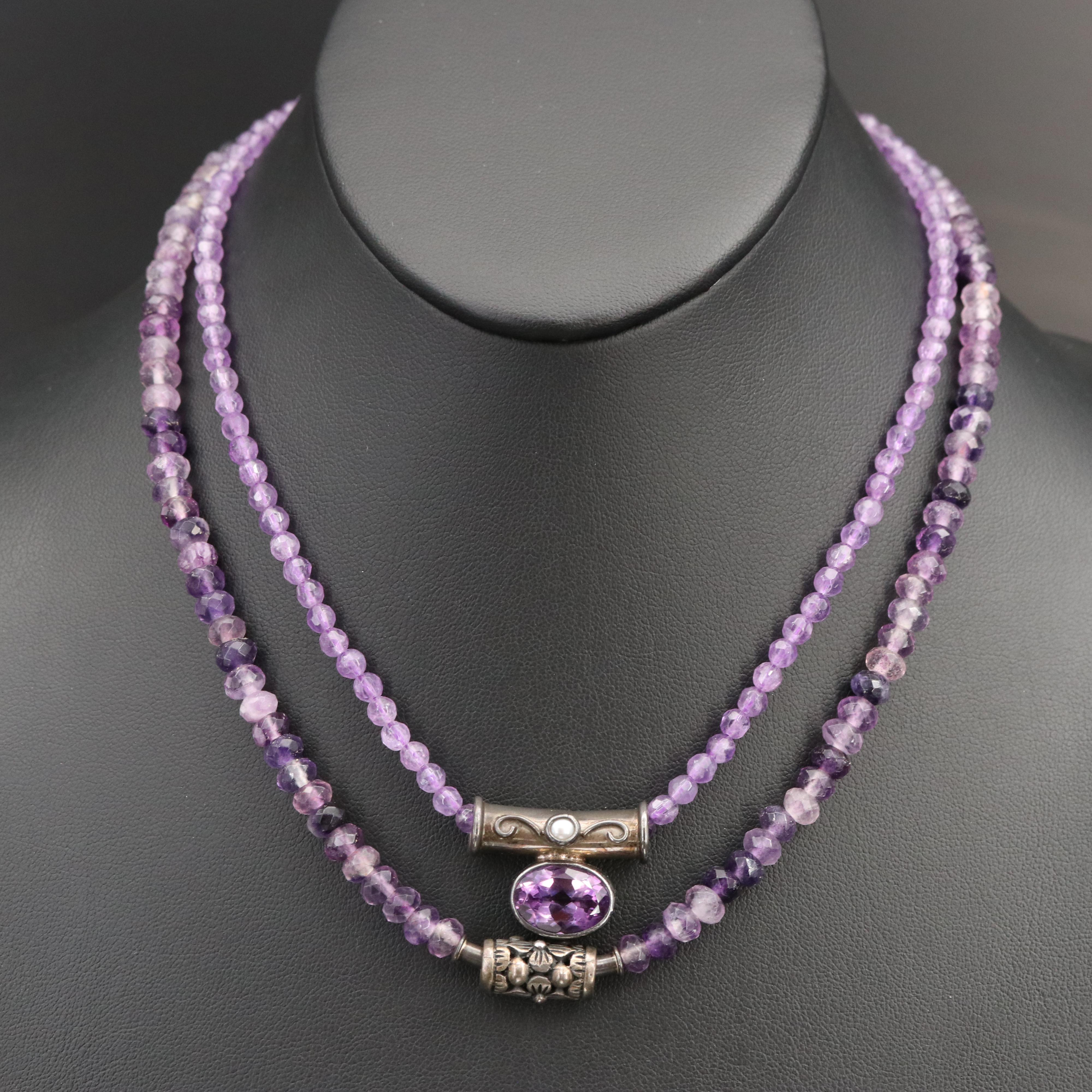 Sterling Necklaces Including "Echo of the Dreamer" Amethyst, Fluorite and Pearl