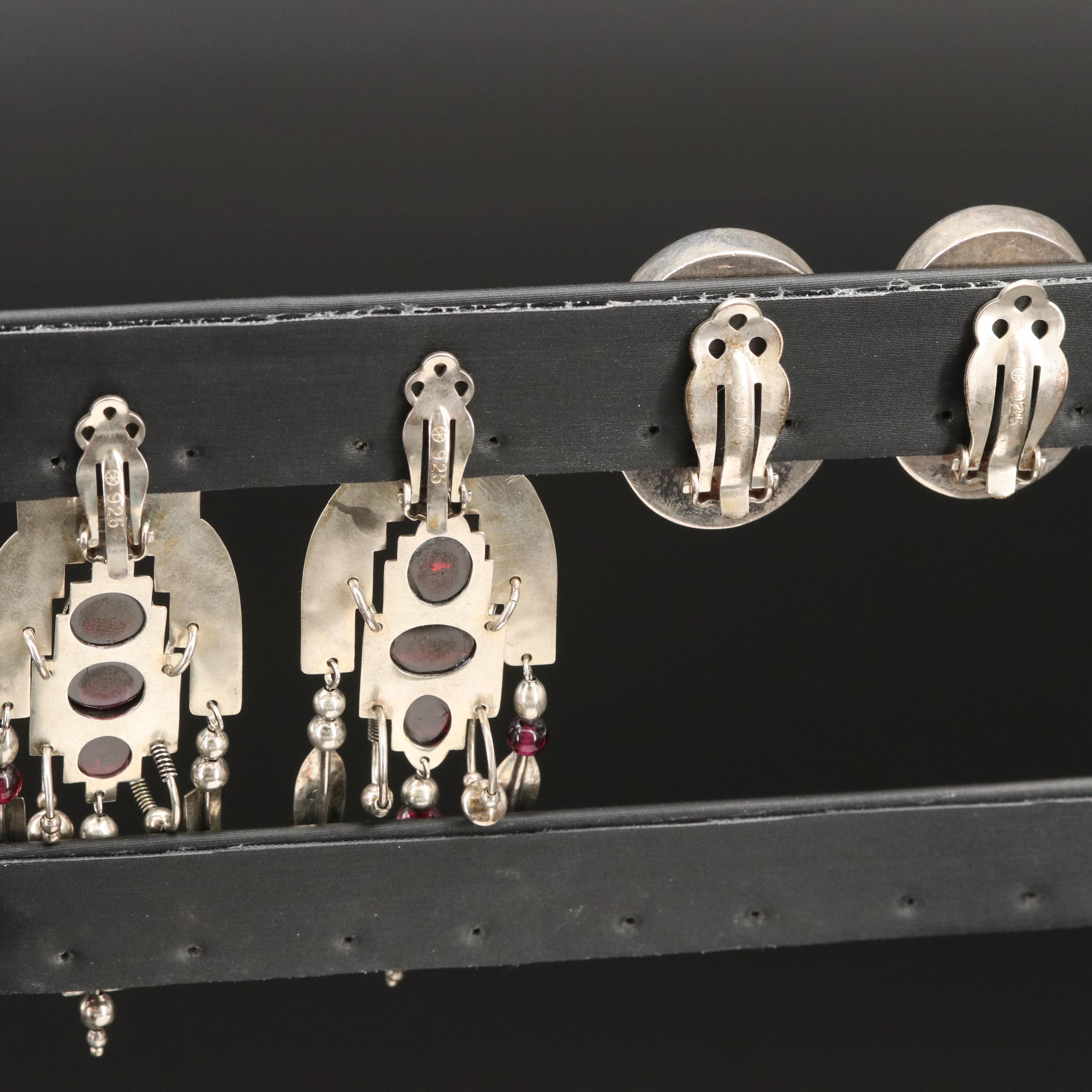 Sterling Turquoise Button Earrings and Tersesa Archibeque Garnet Earrings