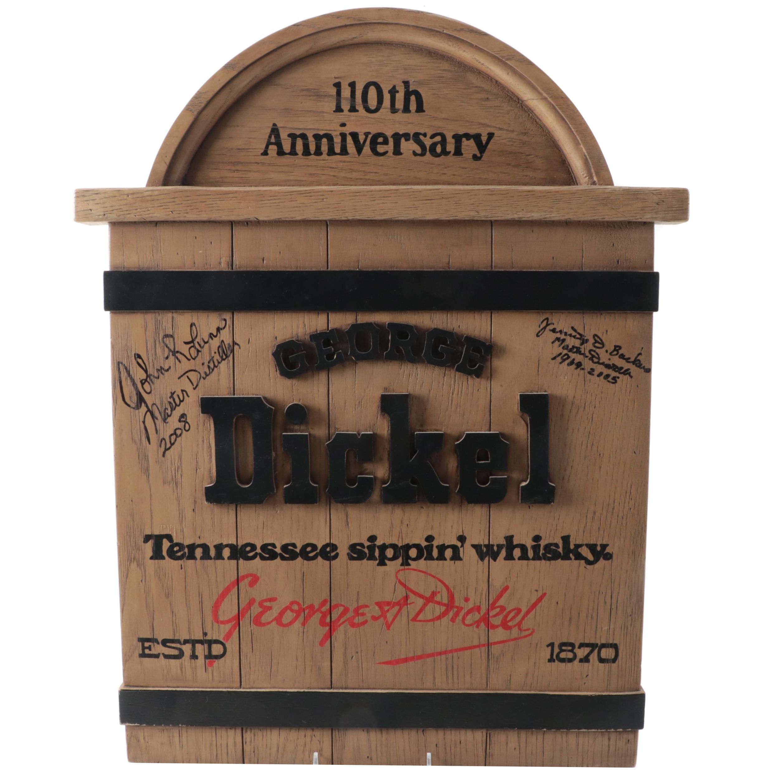 George Dickel Whisky Master Distillers Signed 110th Anniversary Wall Sign