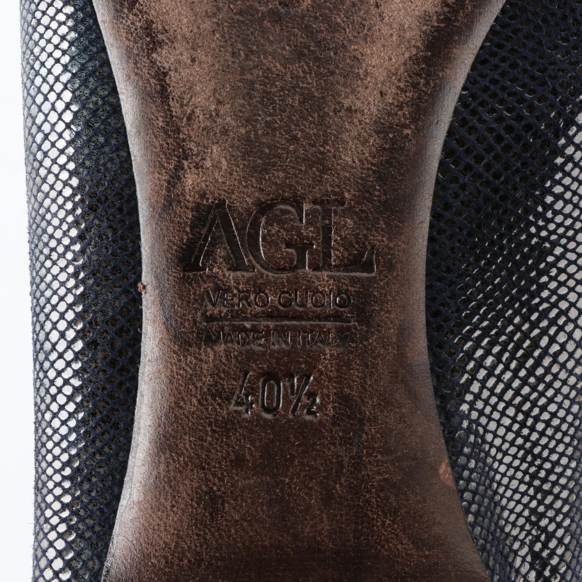 AGL Cap Toe Ballet Flats in Navy Suede and Patent Leather