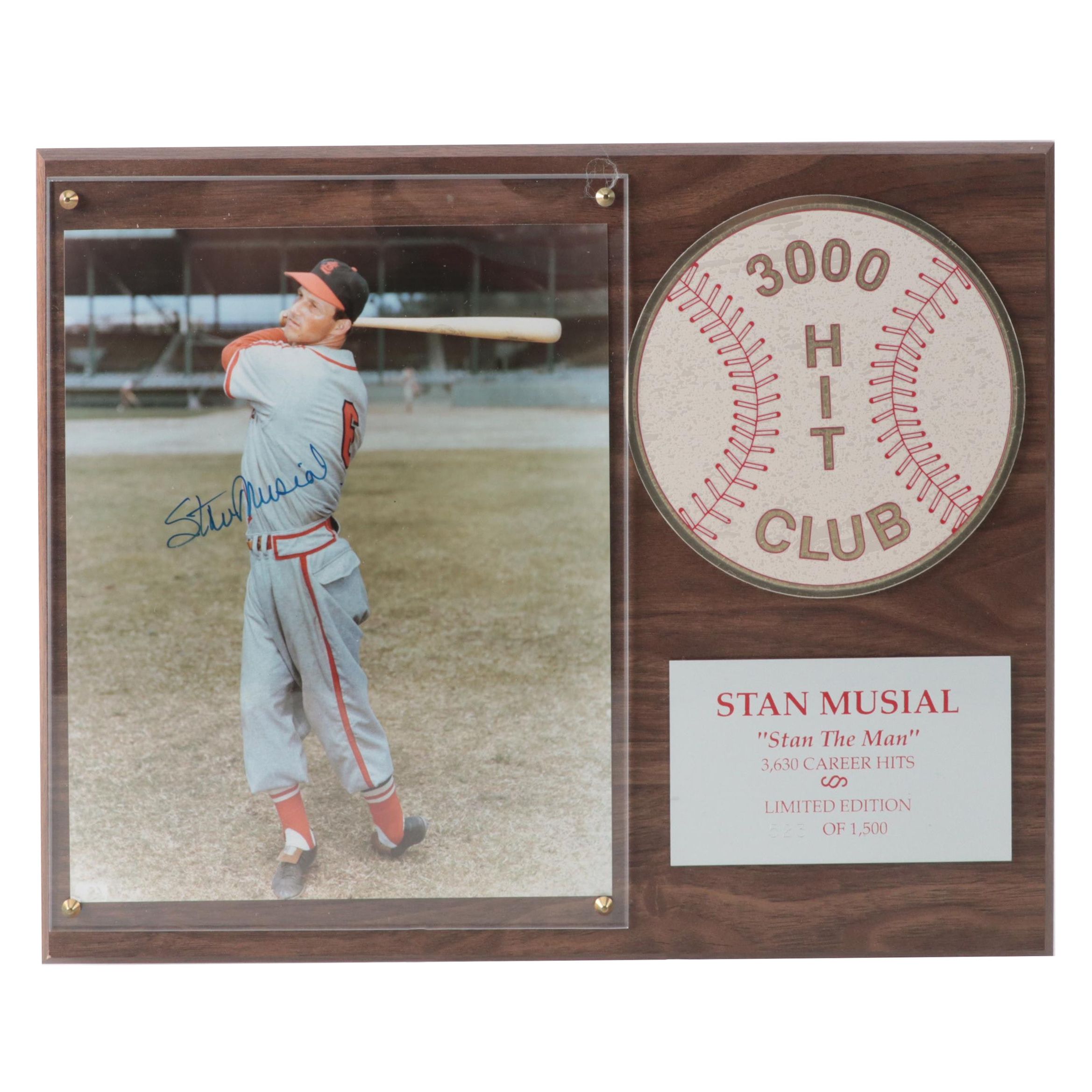 St. Louis Cardinals Stan Musial Signed "3000 Hit Club" Limited Edition Plaque