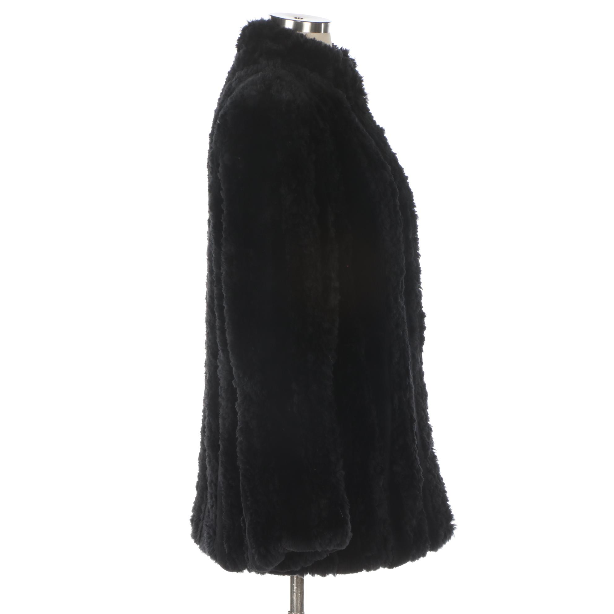 Zuki Pieced Shearling Fur Jacket with Woven Detailing