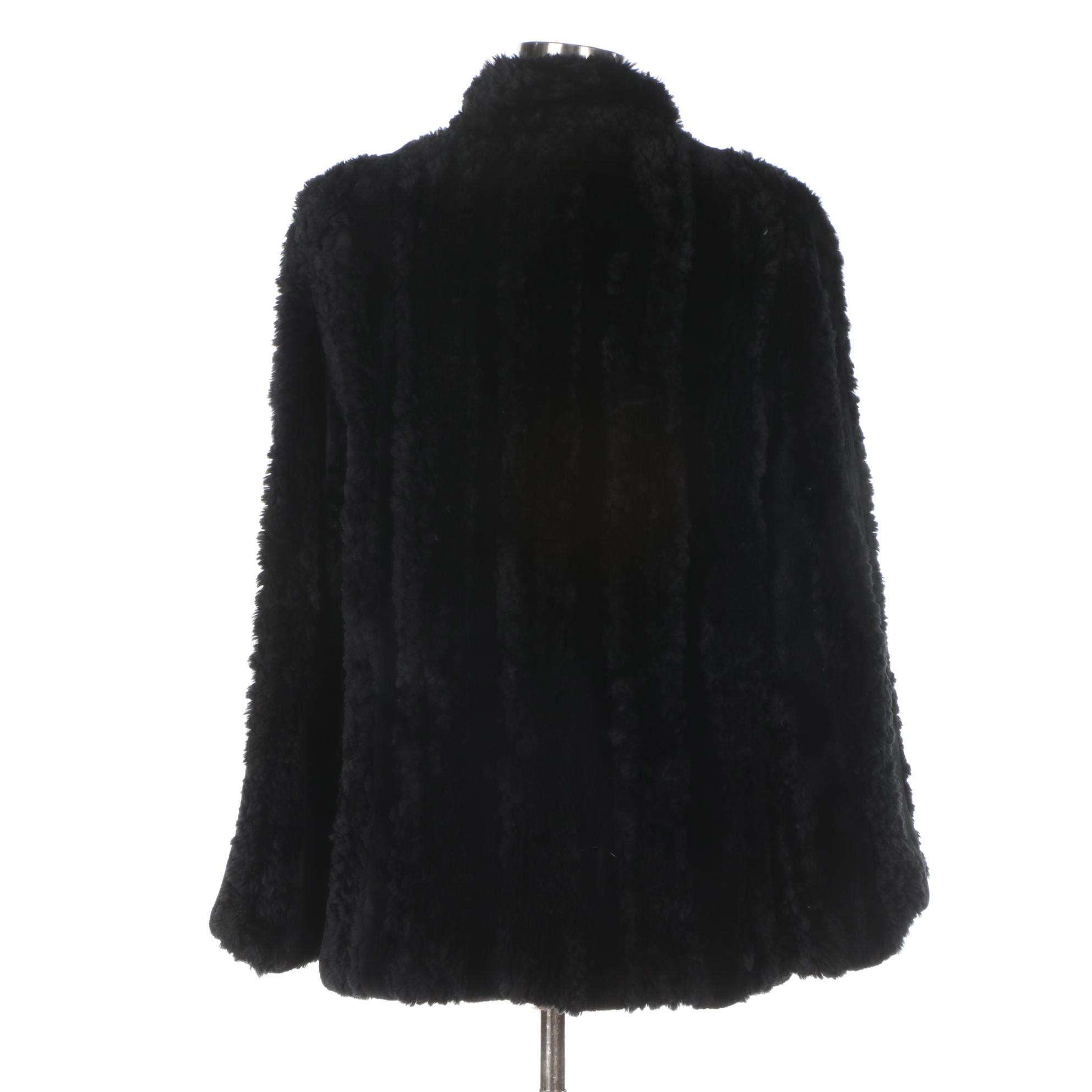 Zuki Pieced Shearling Fur Jacket with Woven Detailing