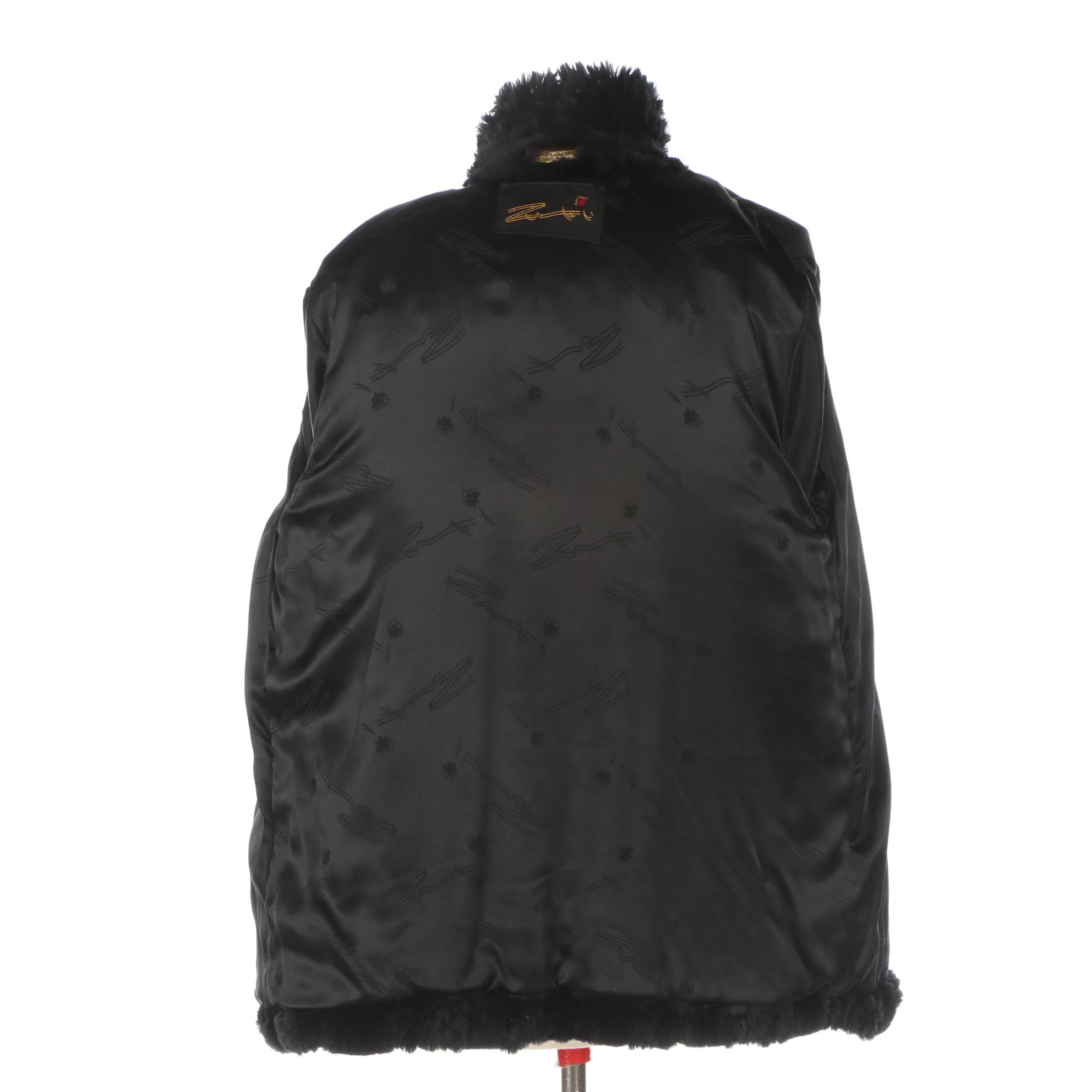 Zuki Pieced Shearling Fur Jacket with Woven Detailing