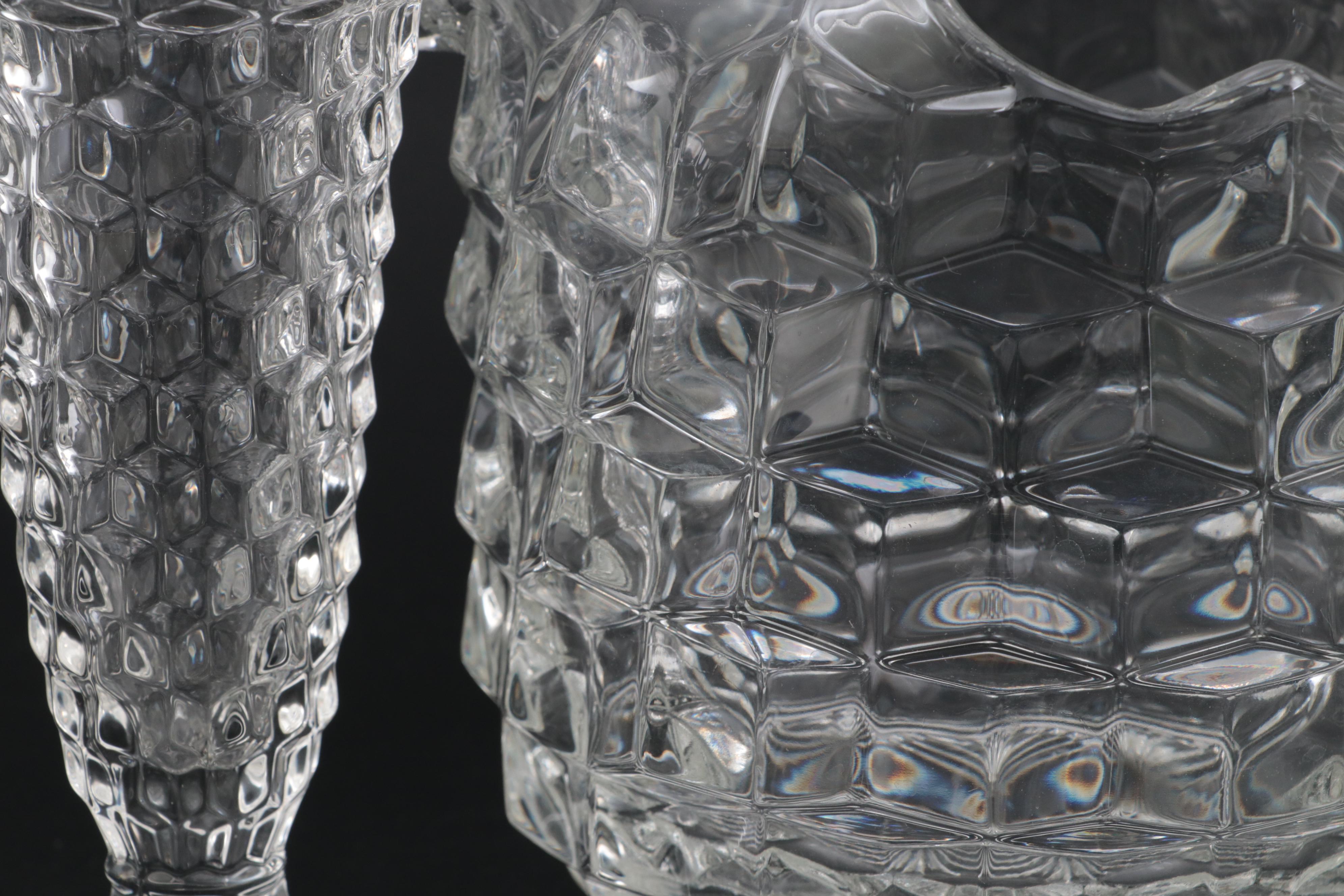 Fostoria Glass "American Clear" Flared Bud Vase and Pitcher, 20th Century