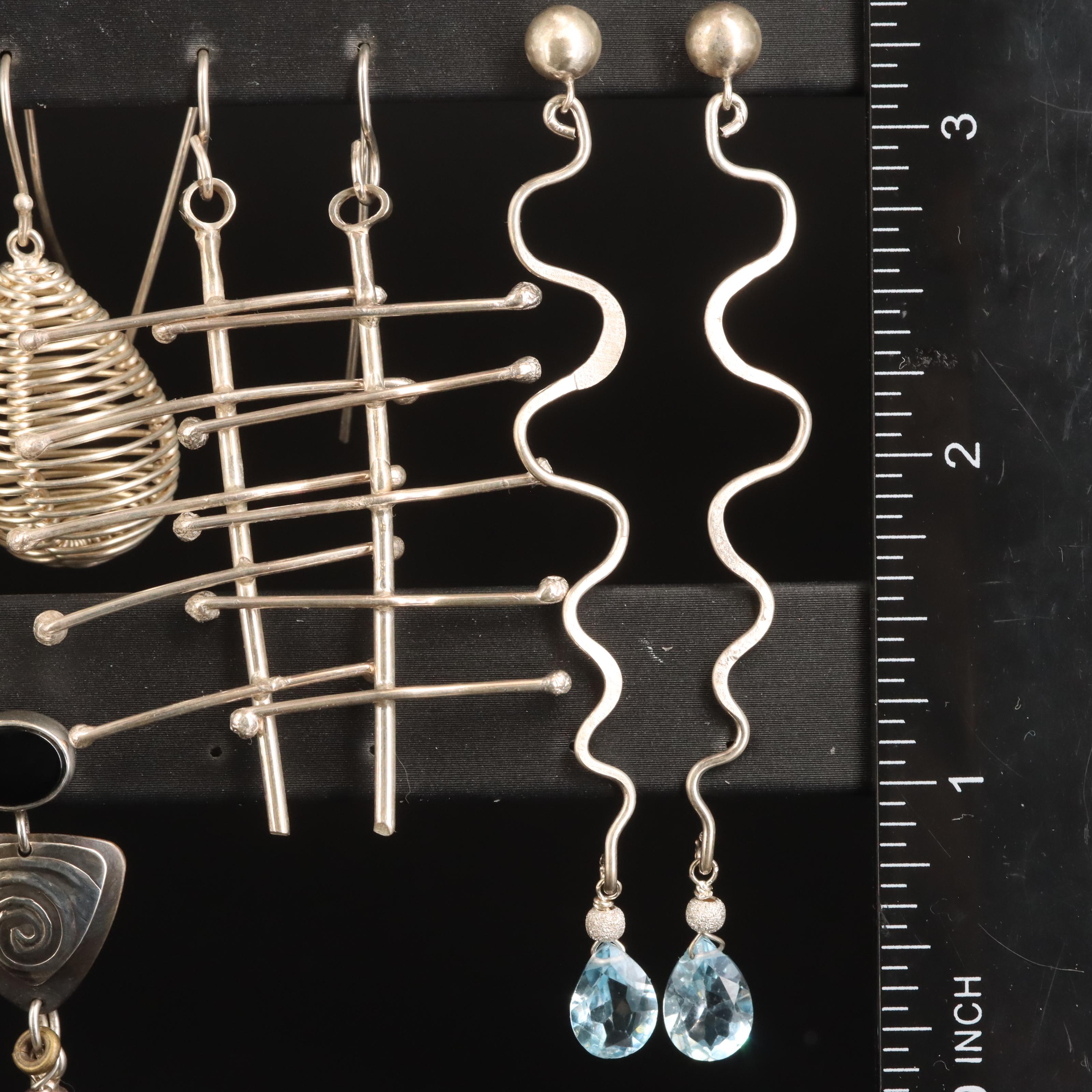 Topaz and Black Onyx Featured in Sterling Earring Collection