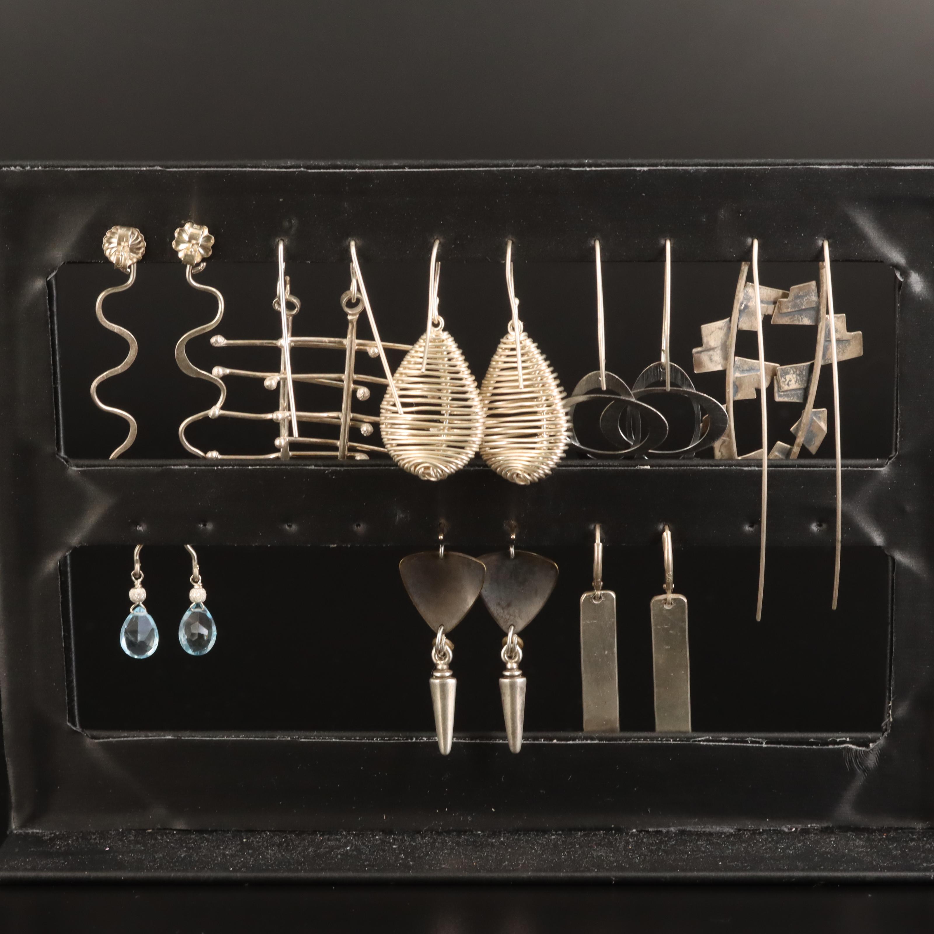 Topaz and Black Onyx Featured in Sterling Earring Collection