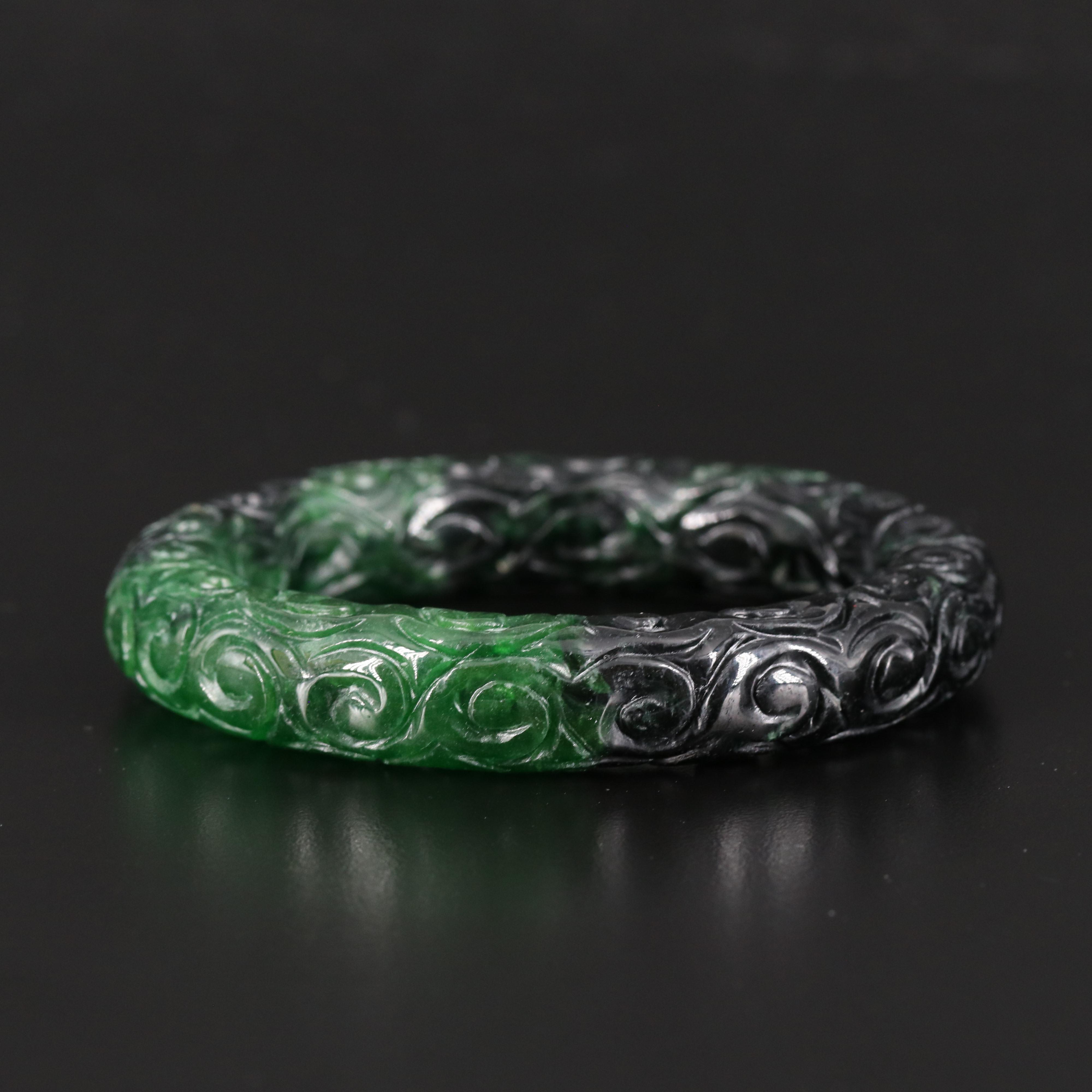 Carved Jadeite Hololith Bangle
