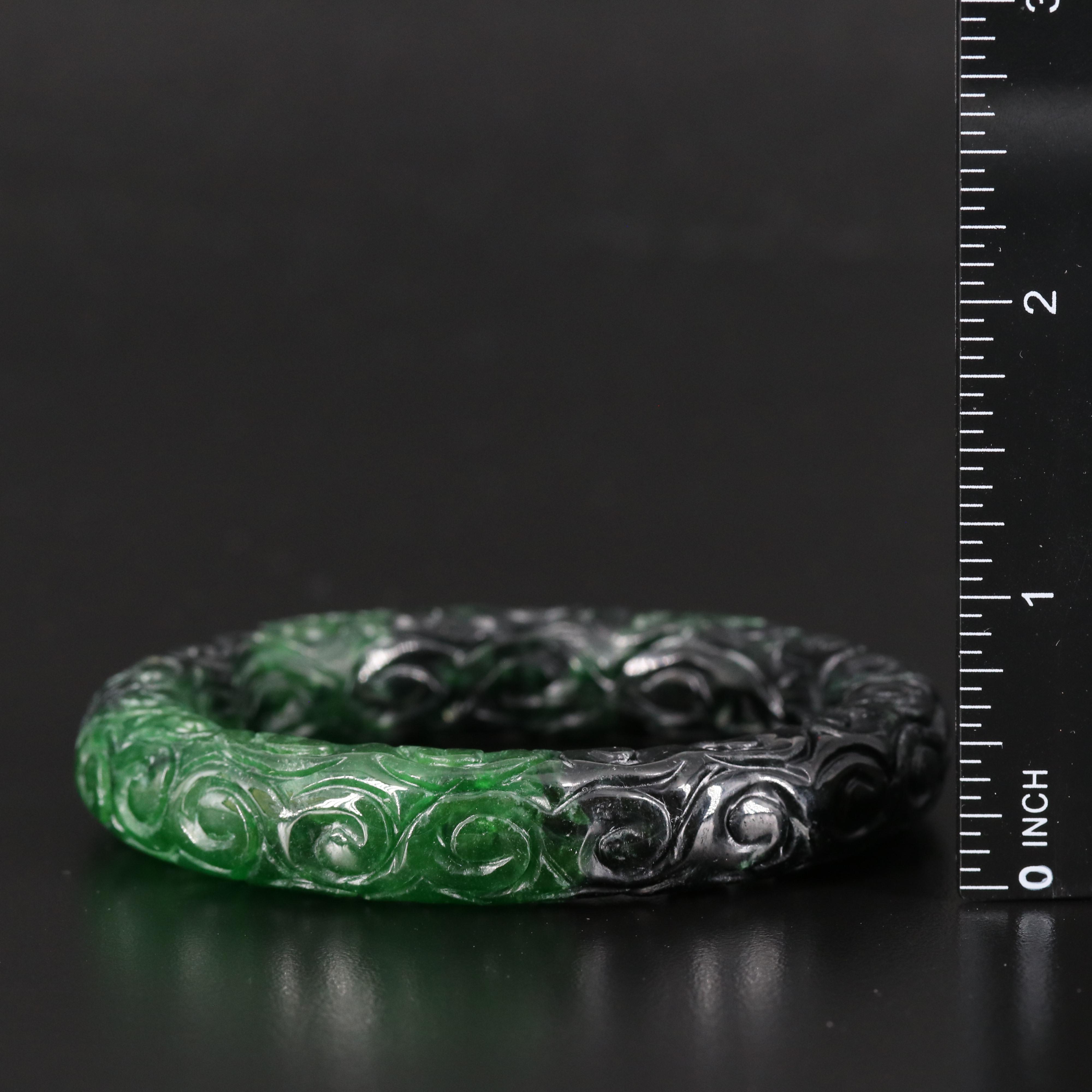 Carved Jadeite Hololith Bangle