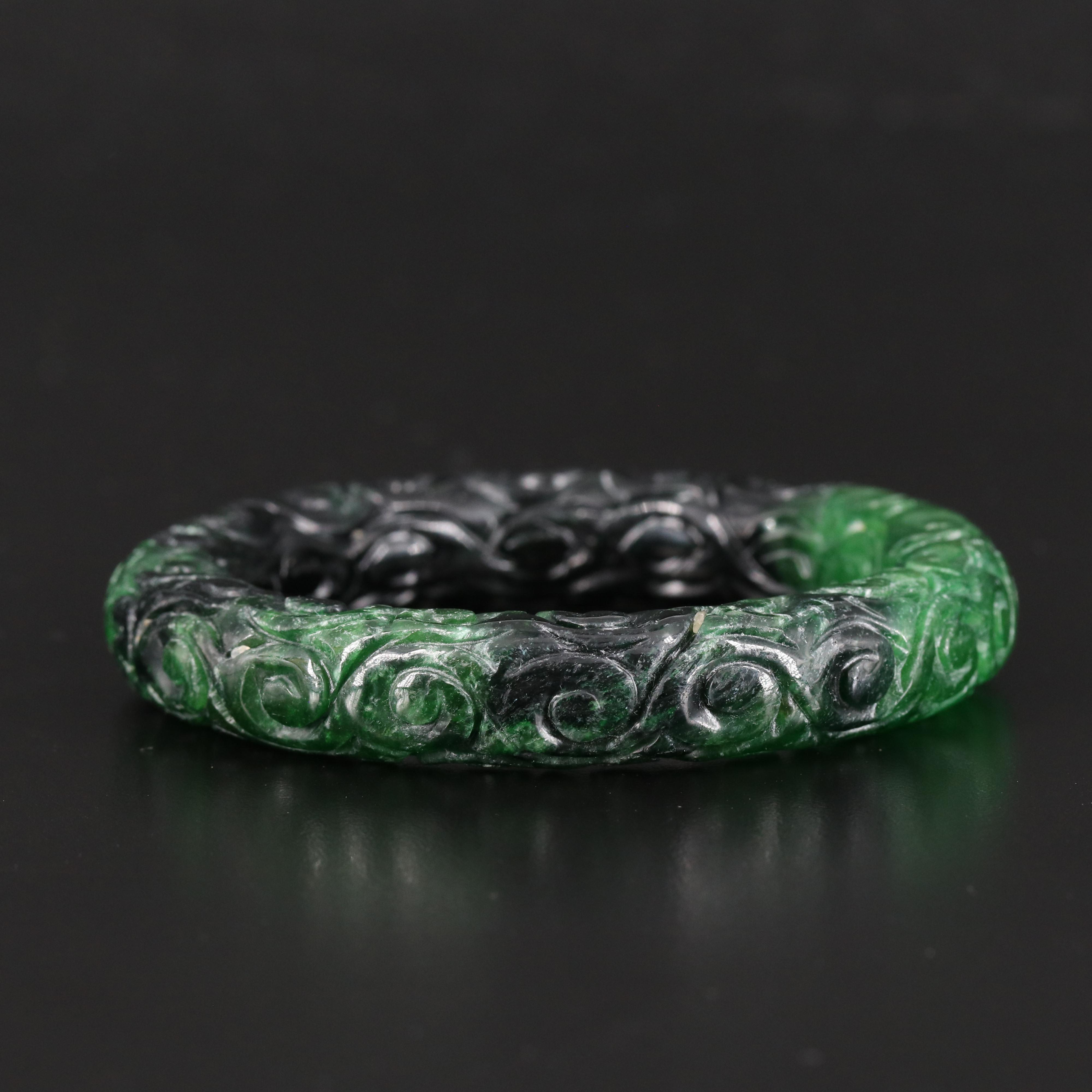 Carved Jadeite Hololith Bangle