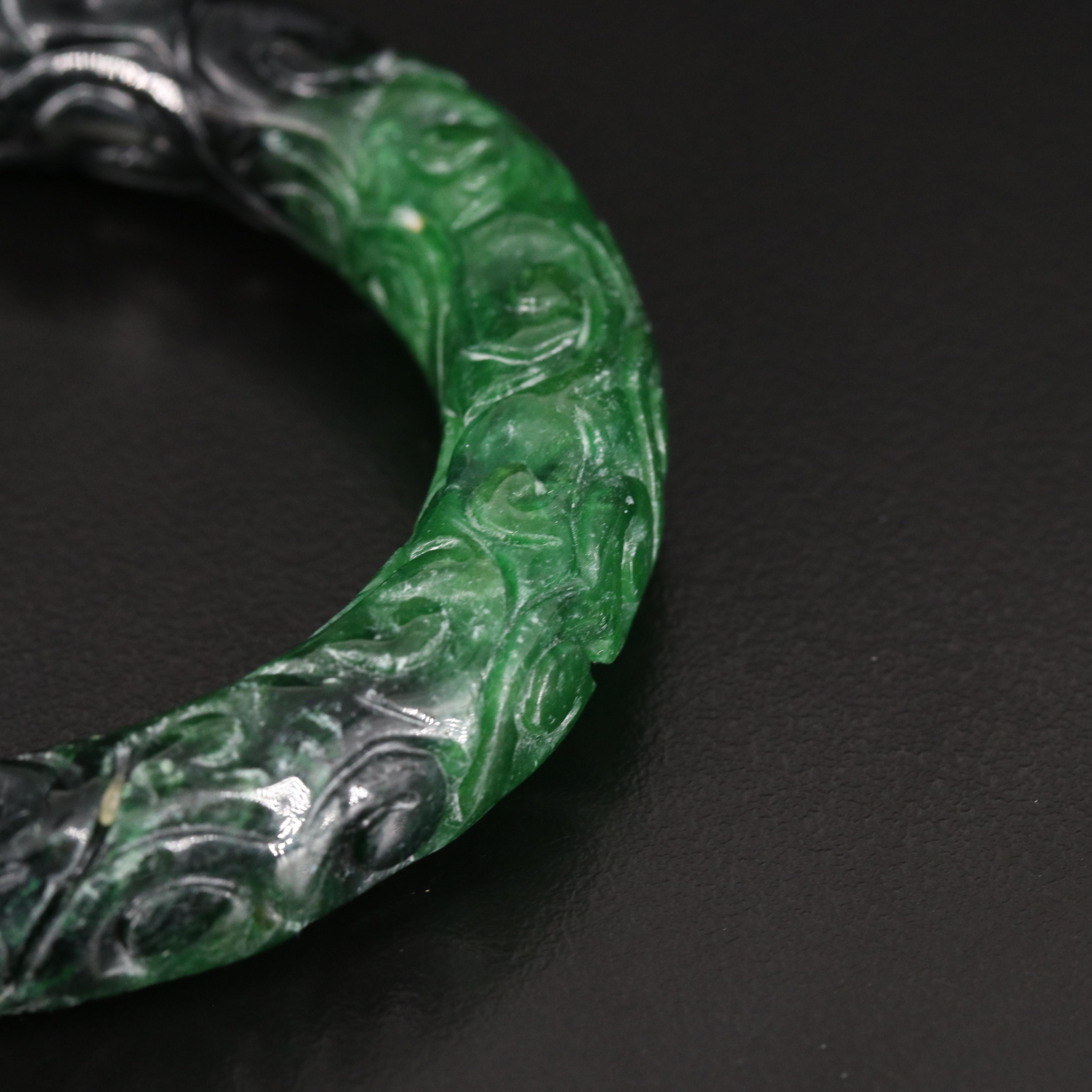 Carved Jadeite Hololith Bangle