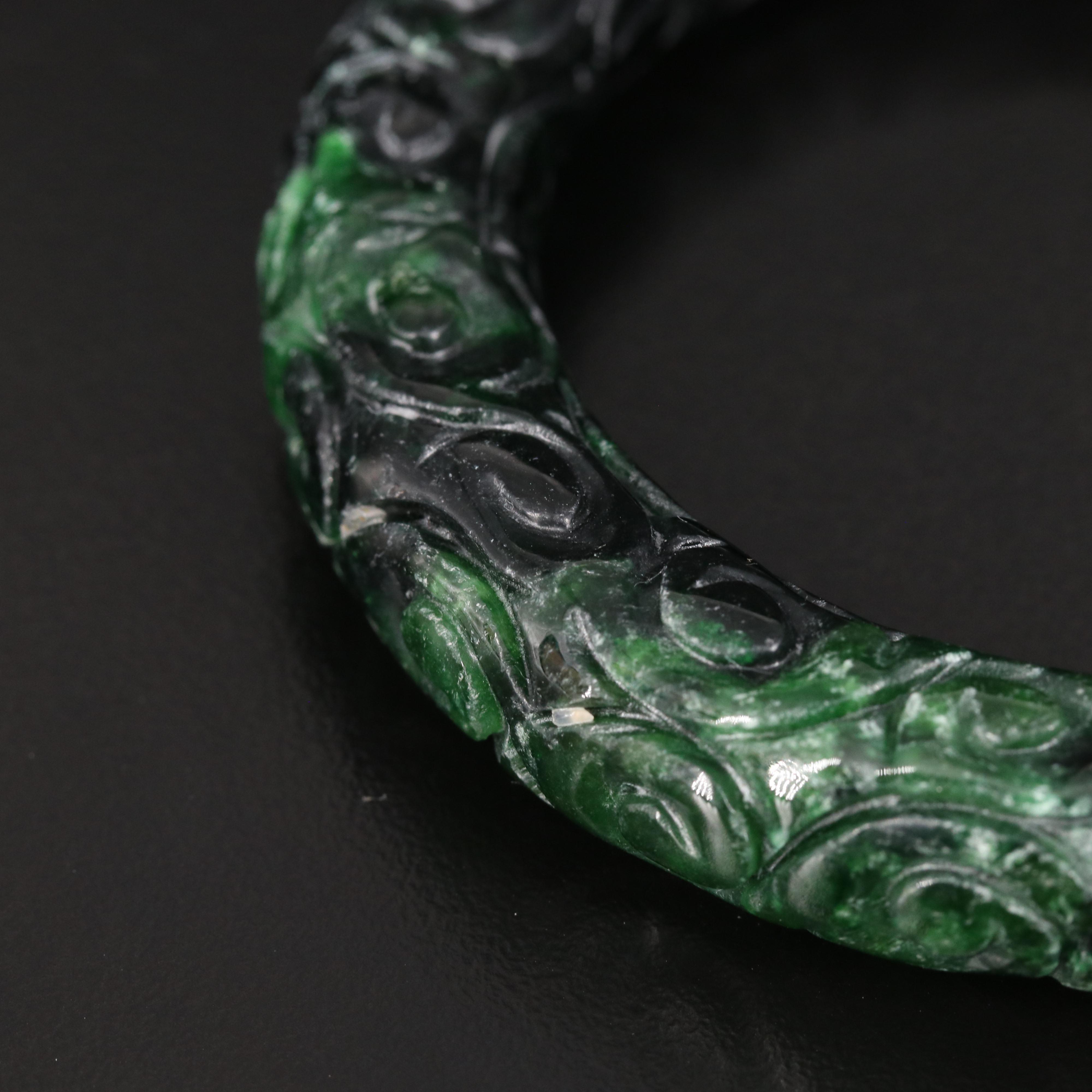 Carved Jadeite Hololith Bangle