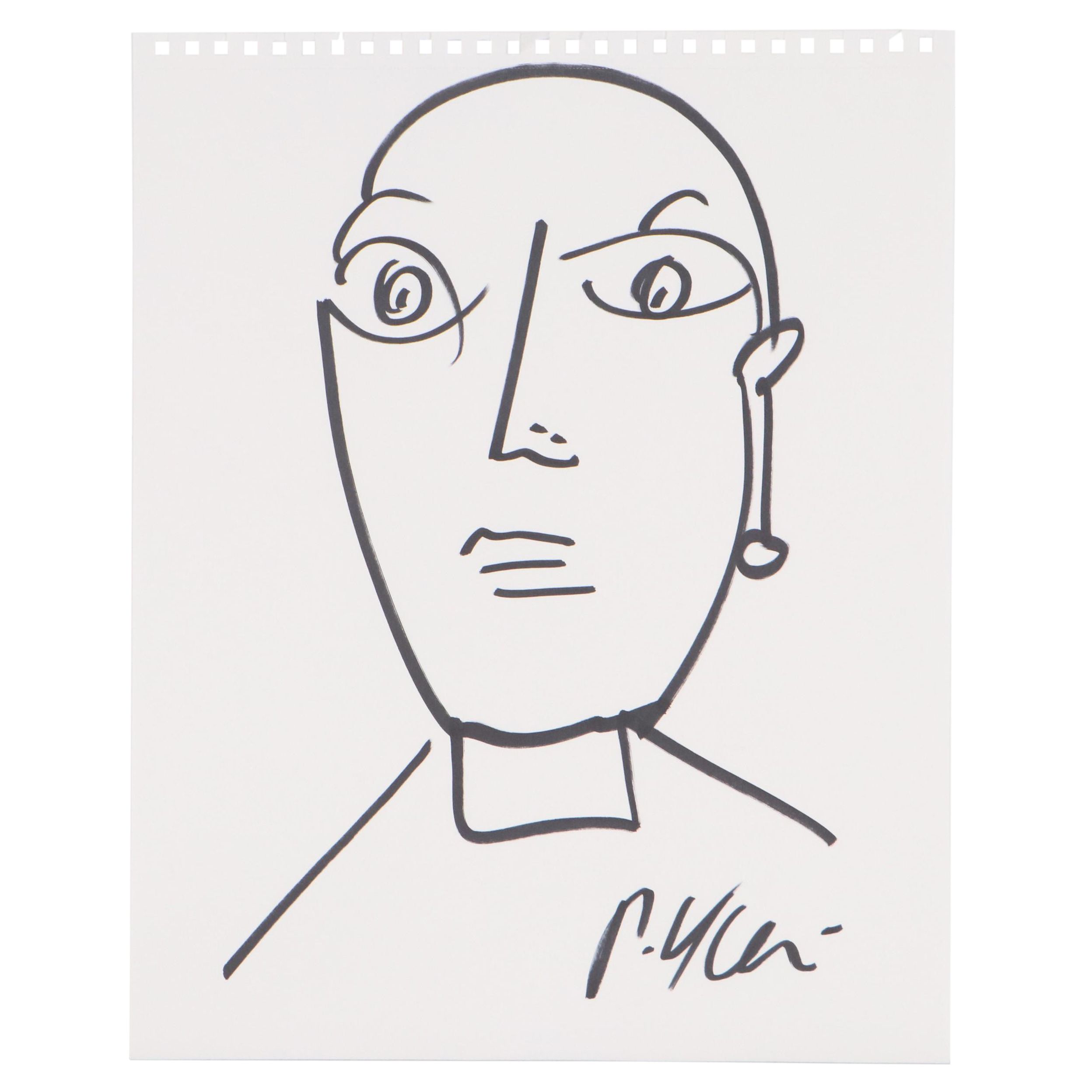 Peter Keil Abstract Portrait Ink Drawing