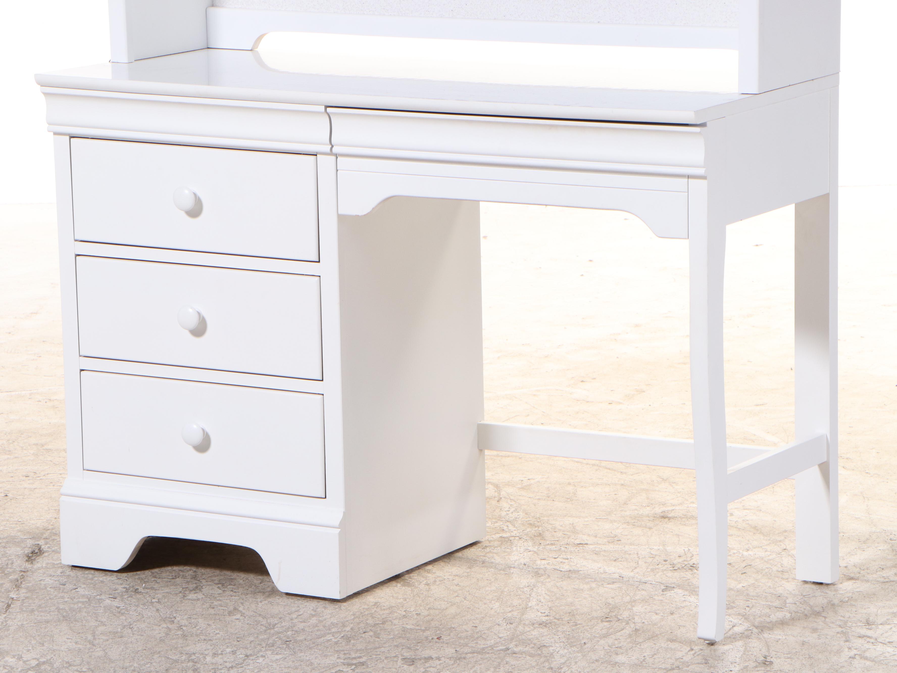 Stanley Furniture "Young America" White-Painted Desk with Hutch and Side Chair