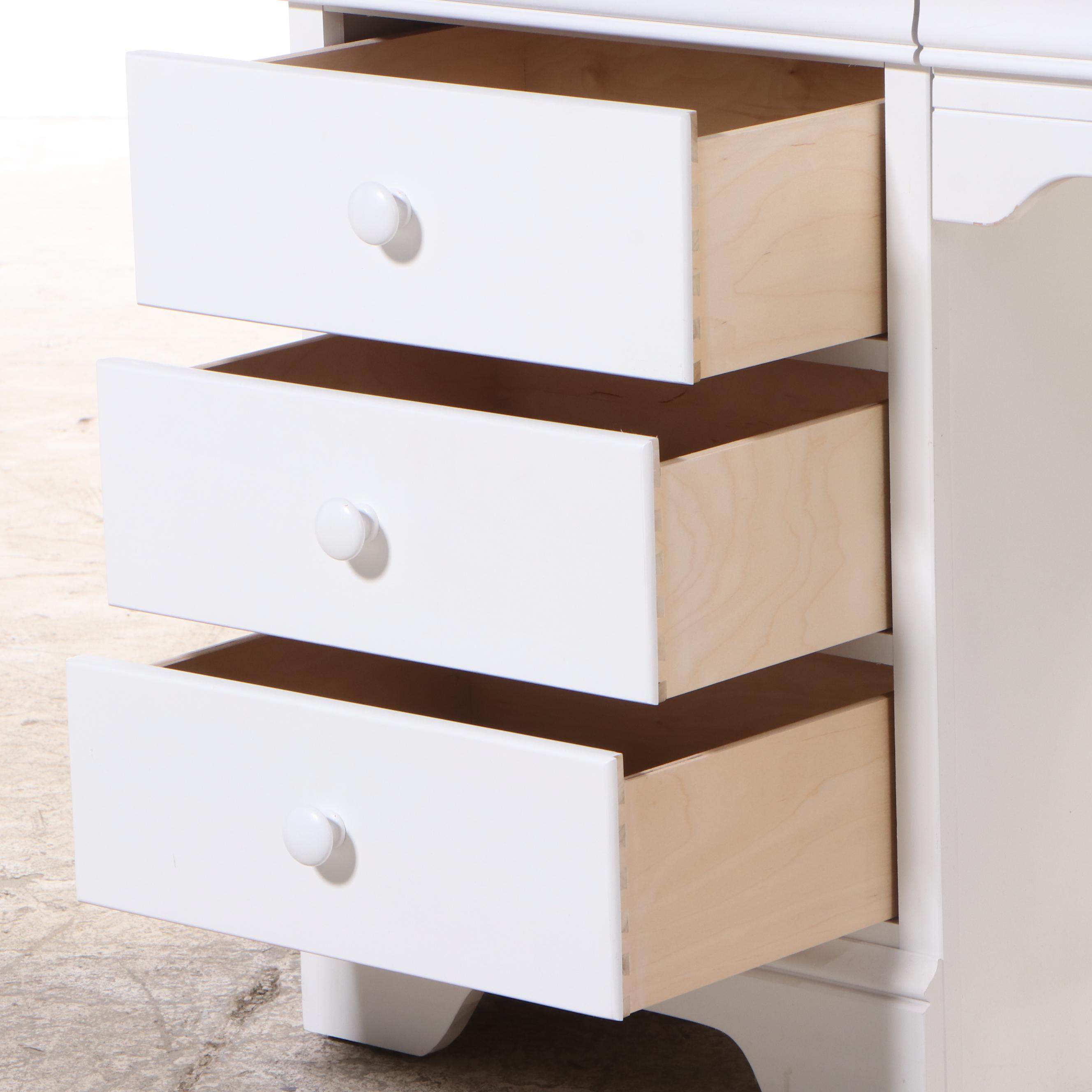 Stanley Furniture "Young America" White-Painted Desk with Hutch and Side Chair