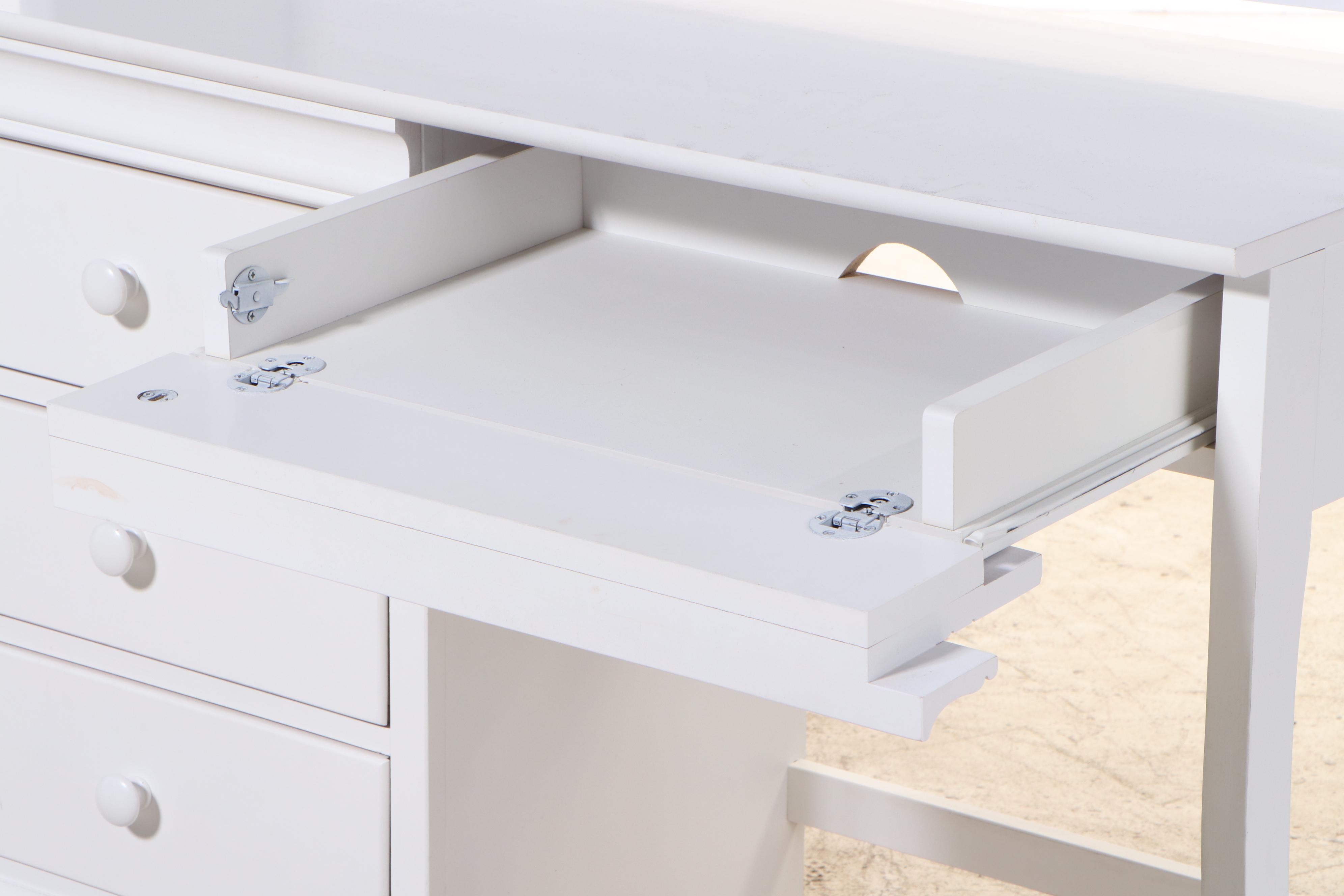 Stanley Furniture "Young America" White-Painted Desk with Hutch and Side Chair