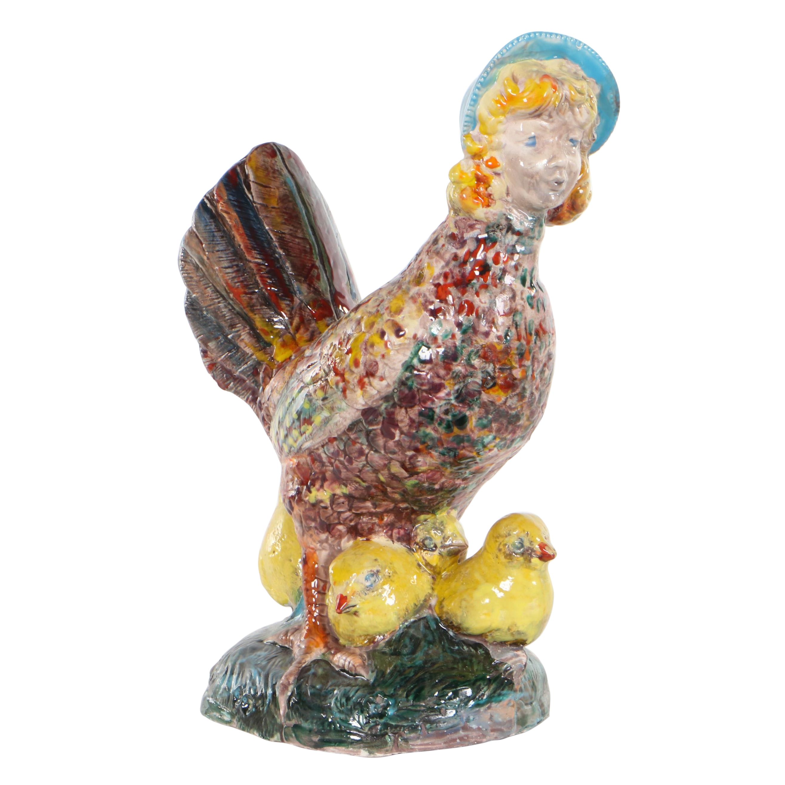 Sarah Roush Surreal Ceramic Sculpture "Chick Mom"