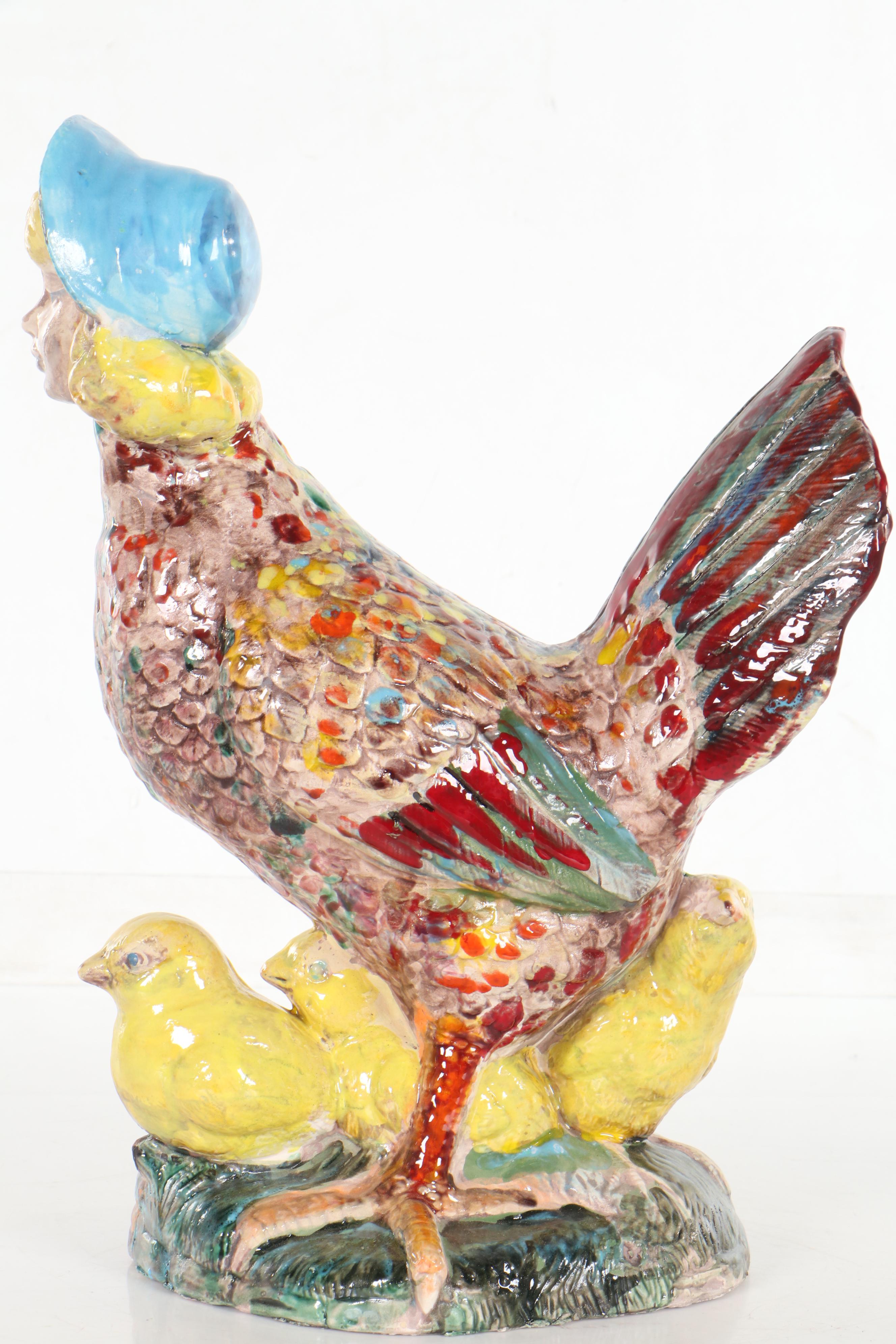 Sarah Roush Surreal Ceramic Sculpture "Chick Mom"