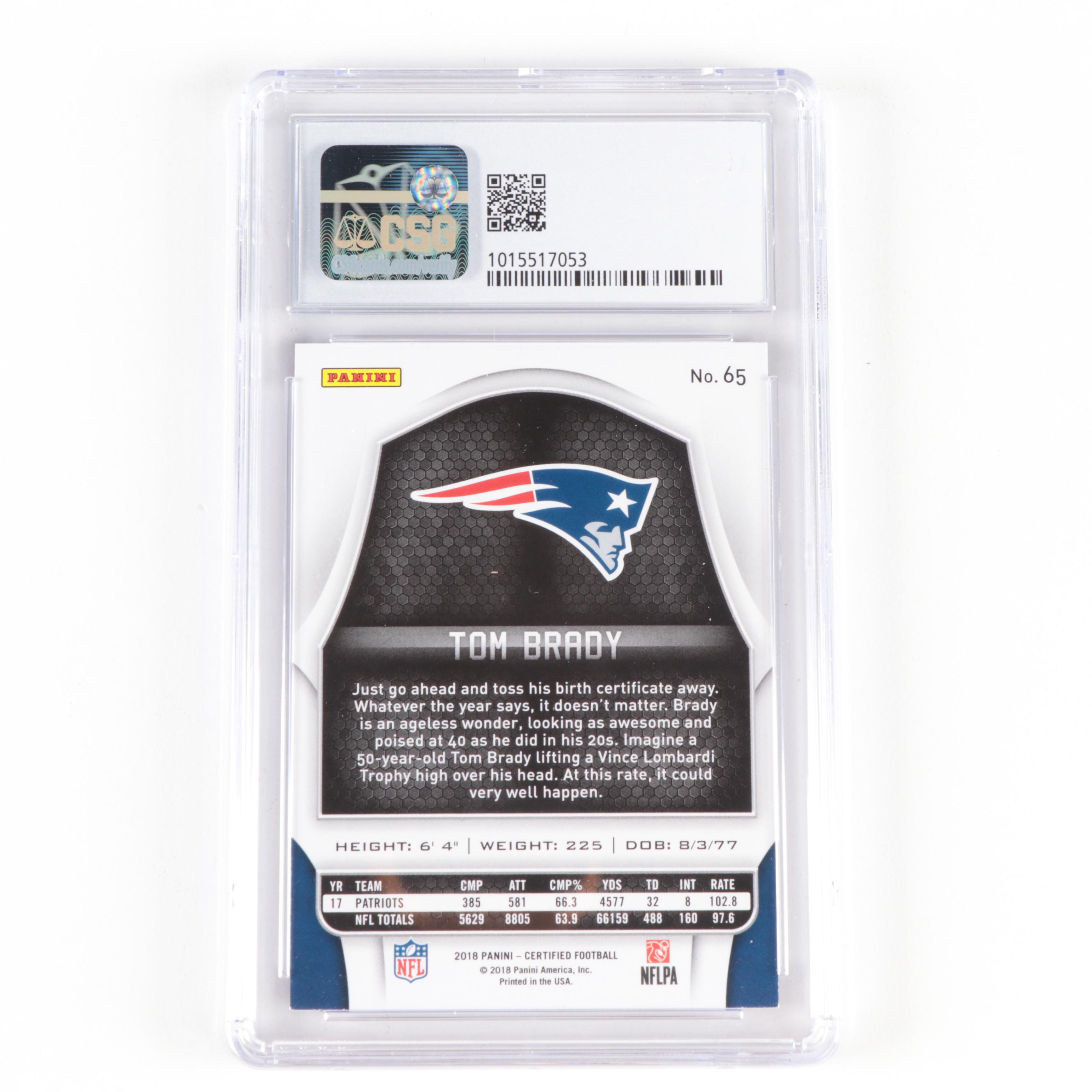2018 Panini Certified Tom Brady #65 Graded Football Card