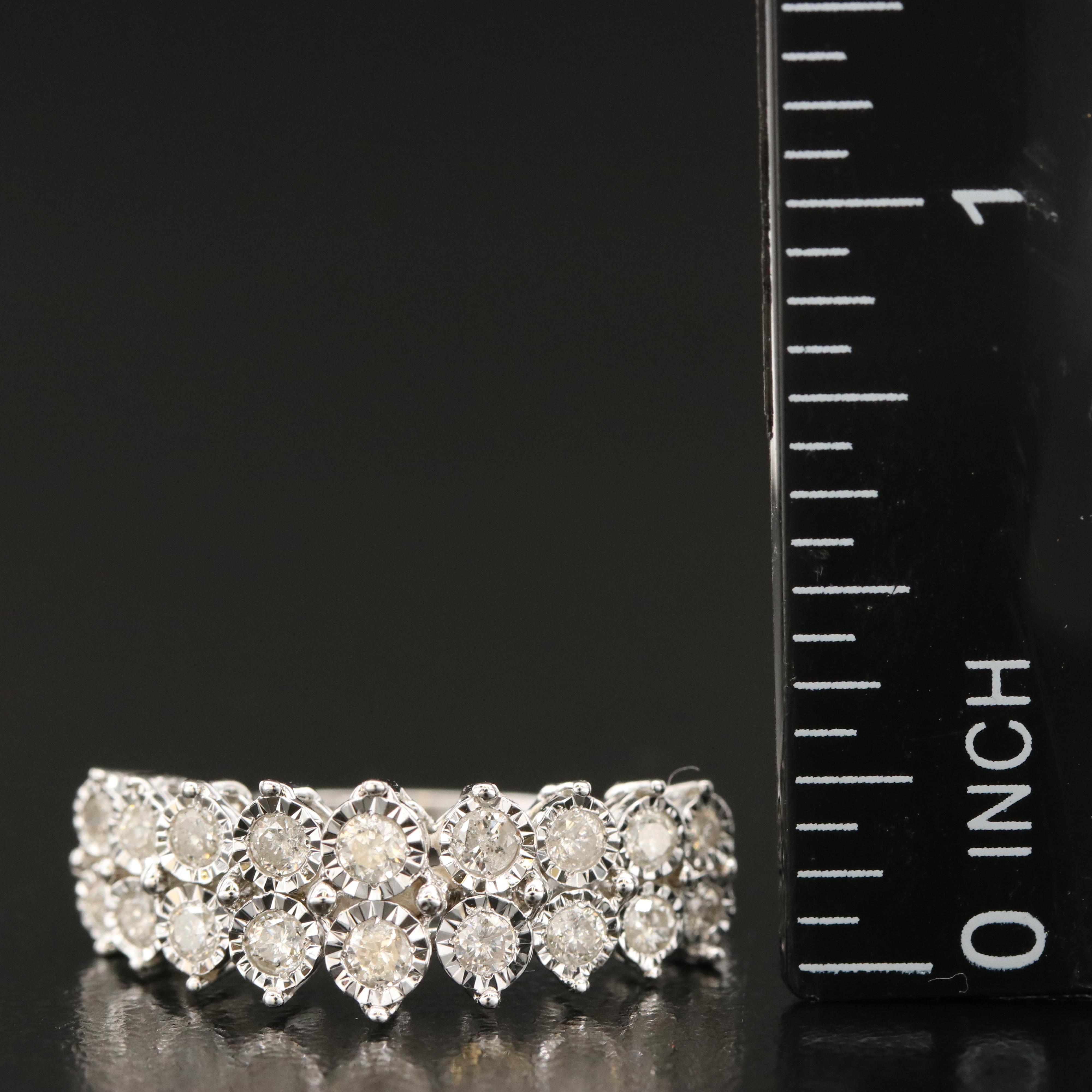 Sterling Diamond Multi-Row Ring