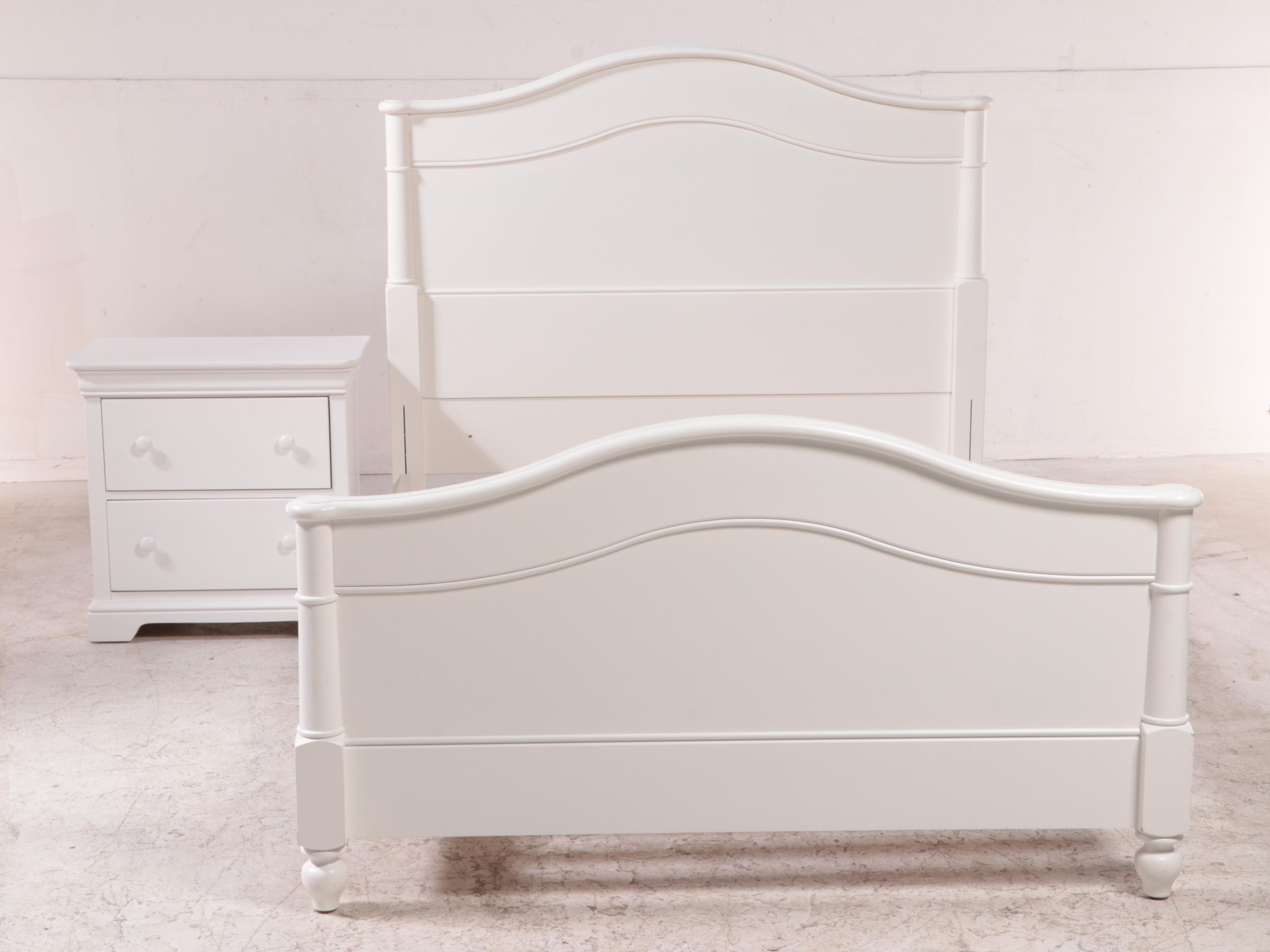 Stanley Furniture "Young America" White-Painted Full Size Bed with Nightstand