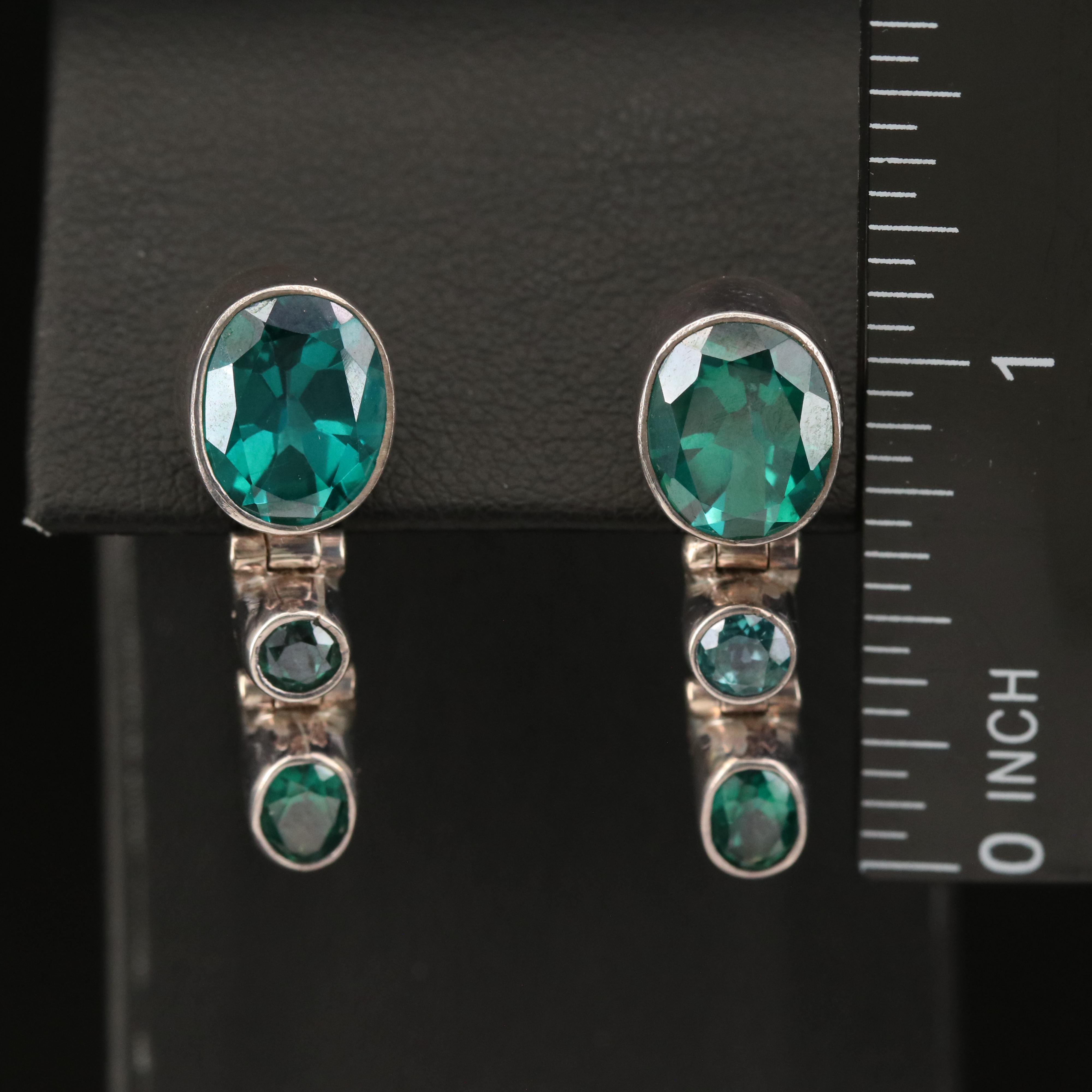 Sterling Amethyst, Topaz and Sapphire  Earrings