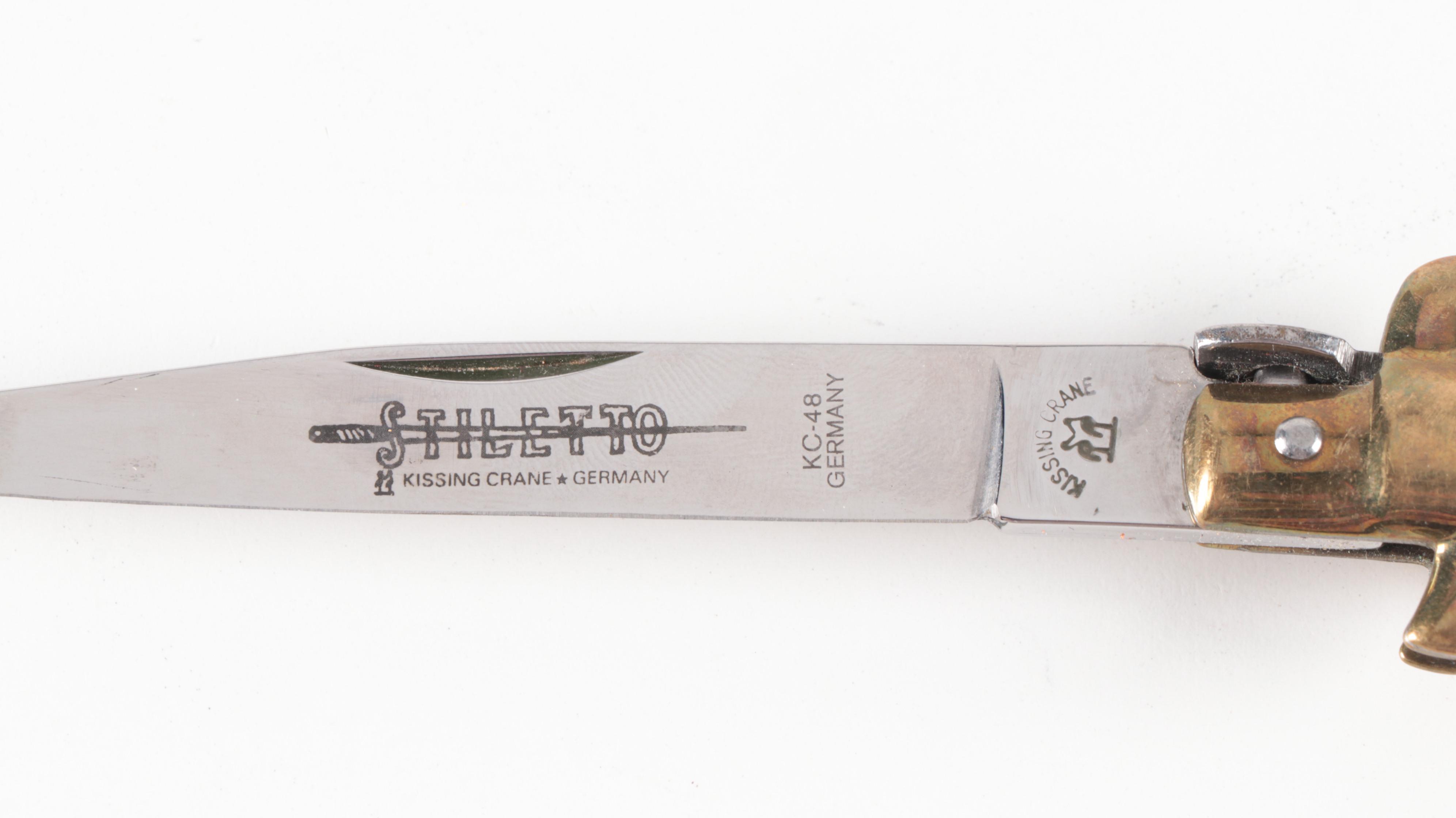 Replica USSR Souvenir Folding Knife With Kissing Crane Stiletto Knife