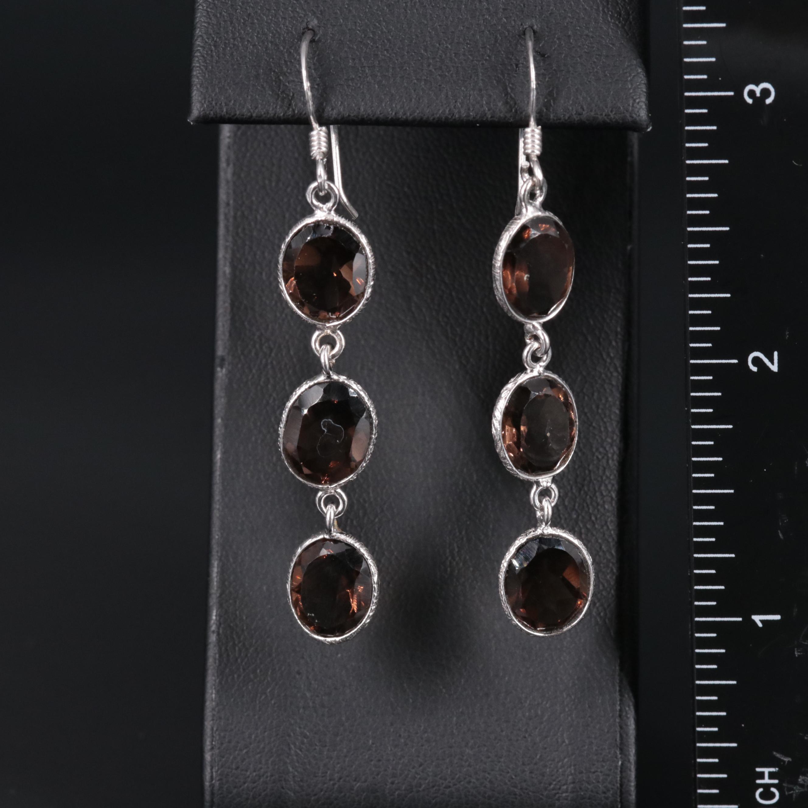 Sterling Silver Gemstone Drop Earrings