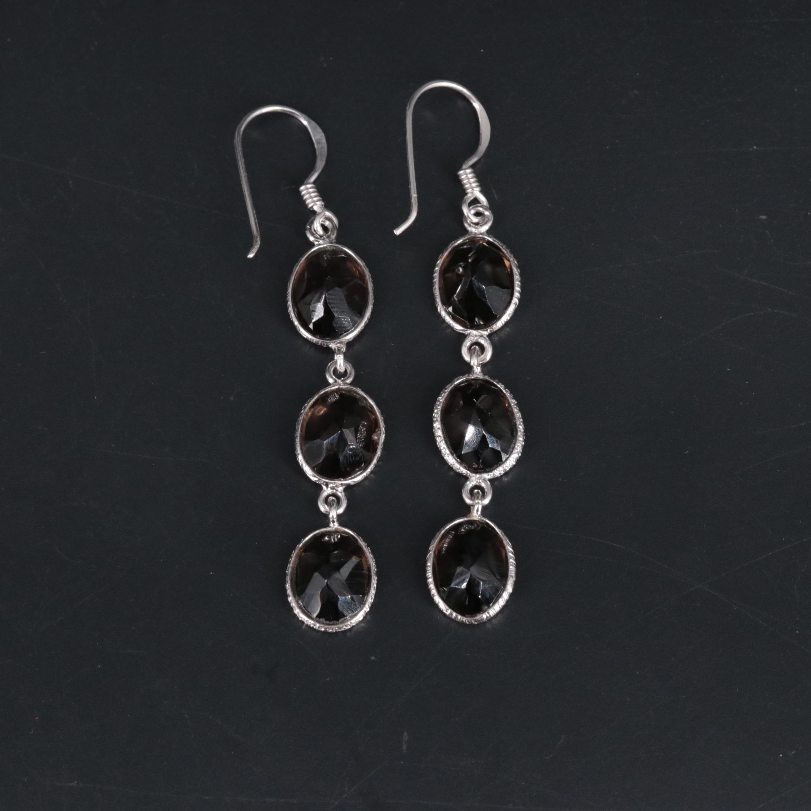 Sterling Silver Gemstone Drop Earrings