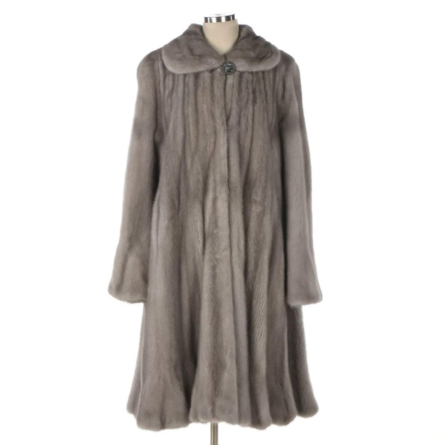 Lavender Ranch Mink Fur Flare Coat from Manzari International