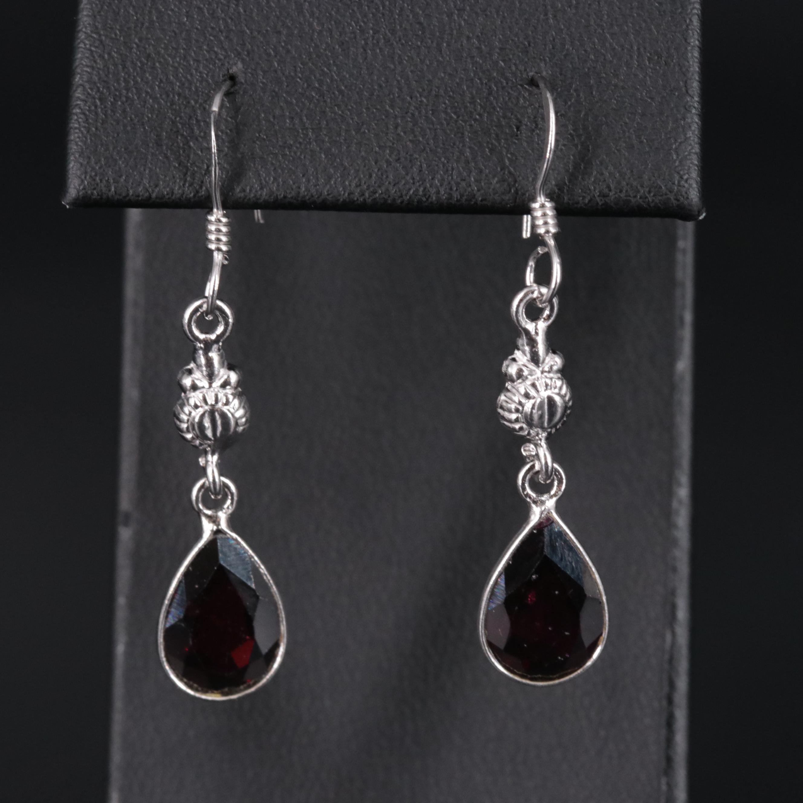 Sterling Silver Gemstone Drop Earrings