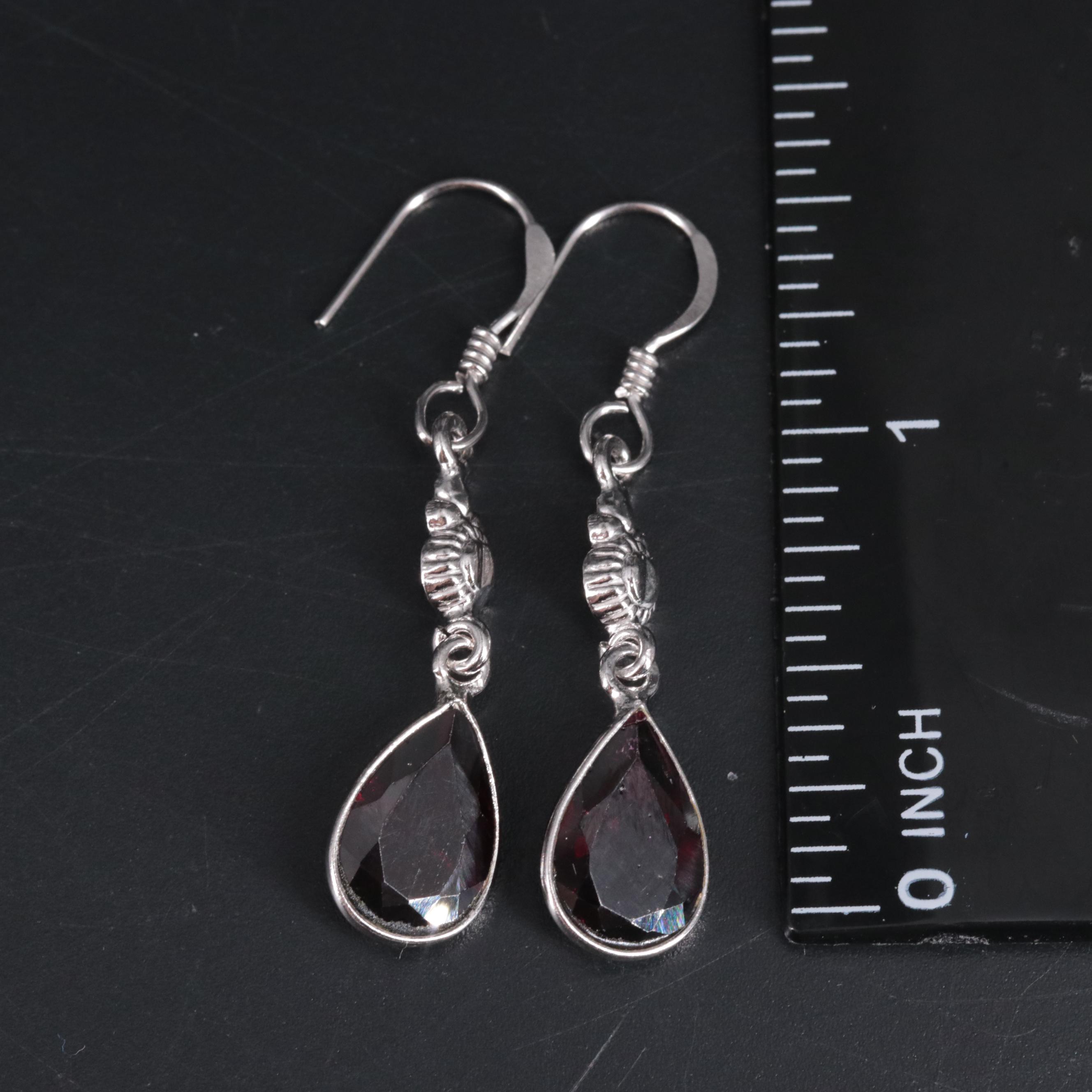 Sterling Silver Gemstone Drop Earrings