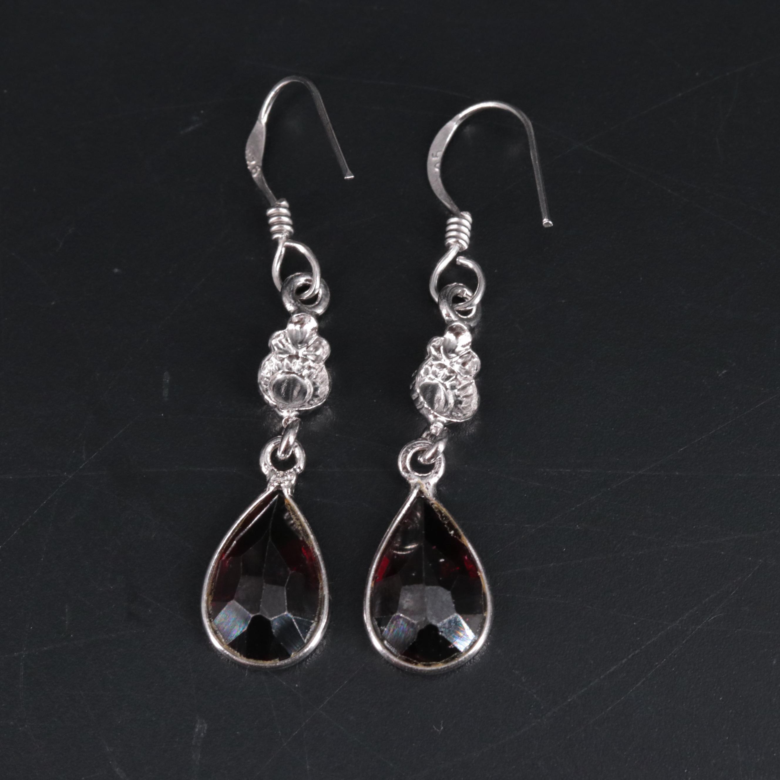 Sterling Silver Gemstone Drop Earrings