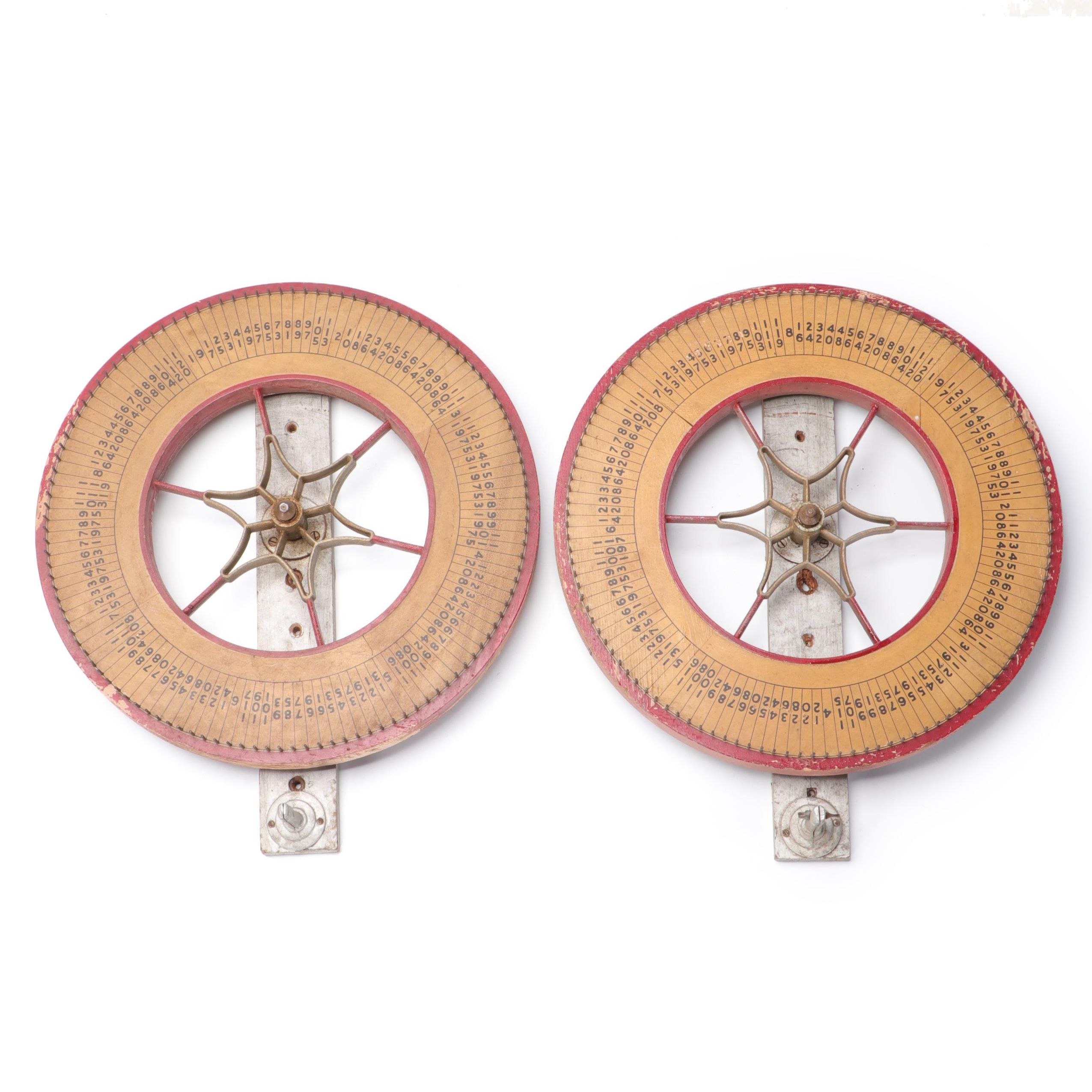 Pair of French Game and Novelty Mfg. Co. Wall Mount Game Wheels, Mid 20th C.