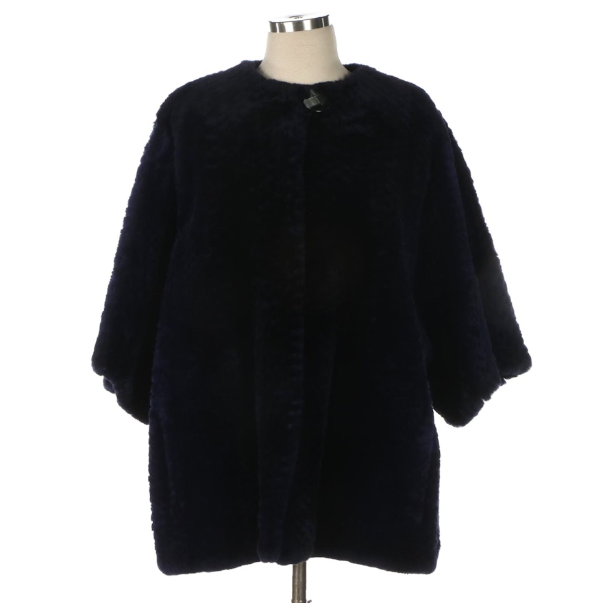 Sheared Textured Dyed Beaver Fur Jacket with Cashmere Lining from Symétrie Paris