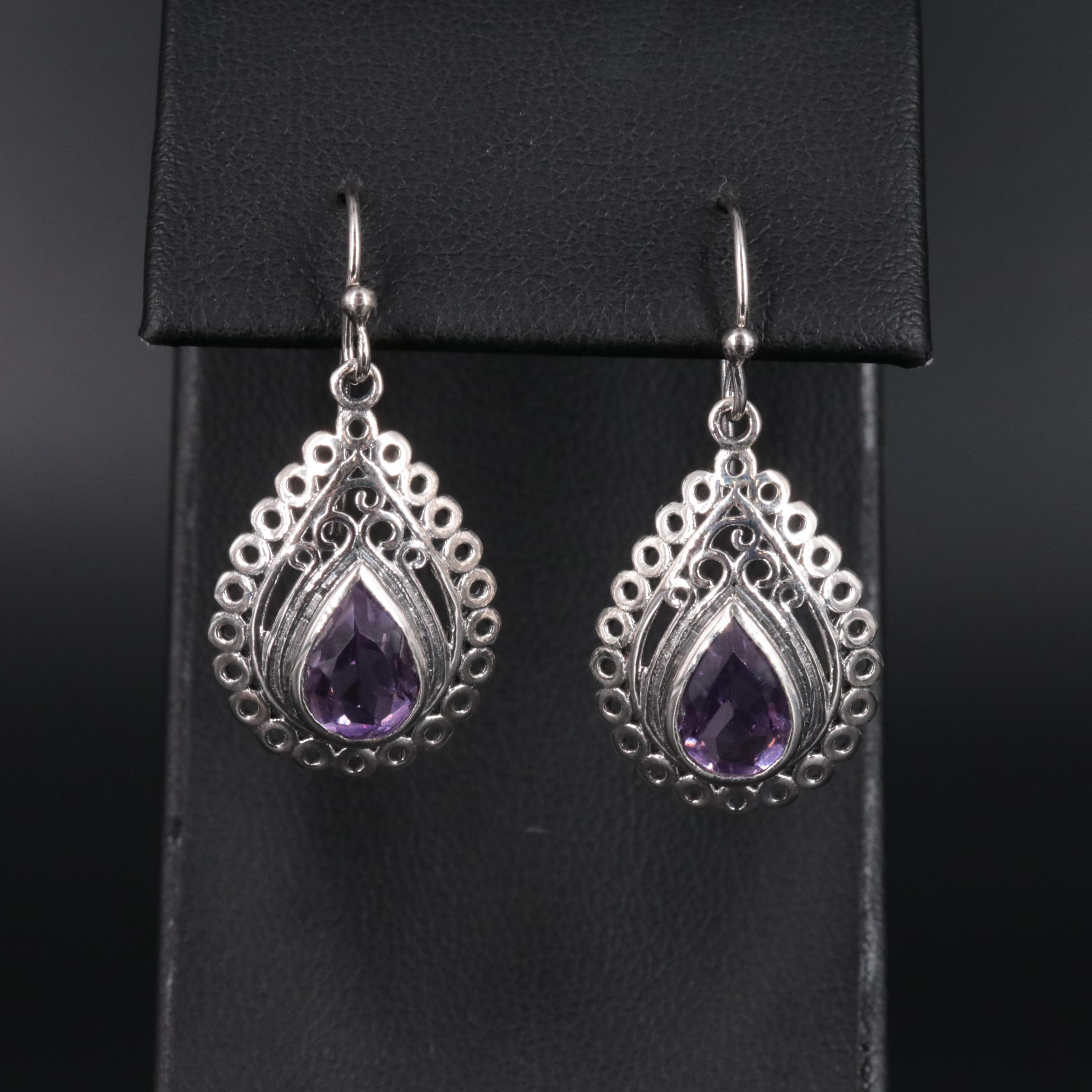 Sterling Silver Gemstone Drop Earring