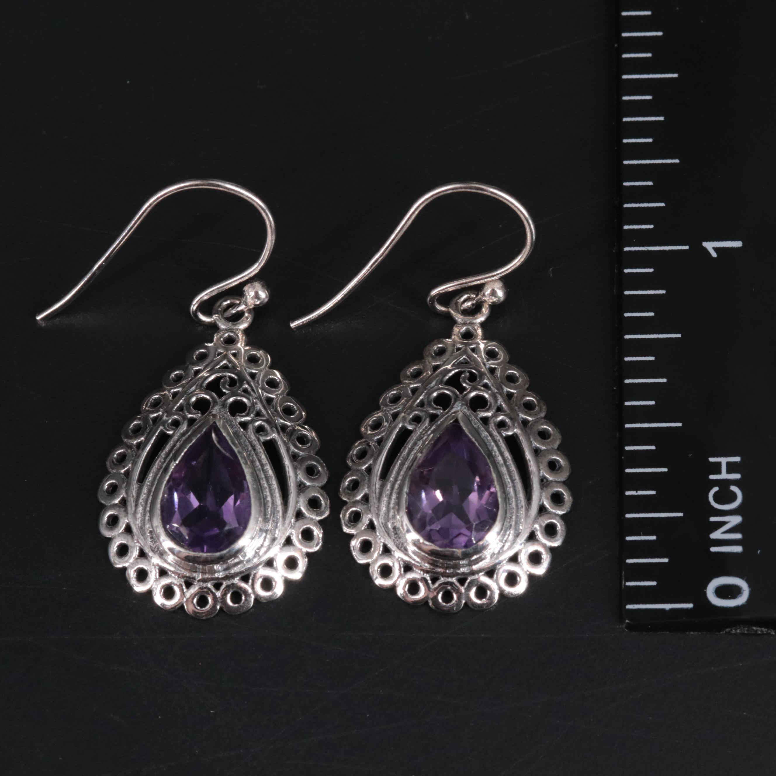 Sterling Silver Gemstone Drop Earring