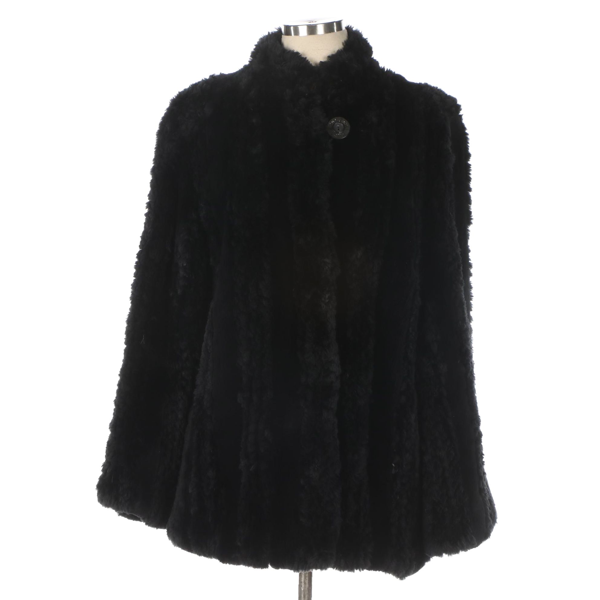 Zuki Pieced Shearling Fur Jacket with Woven Detailing
