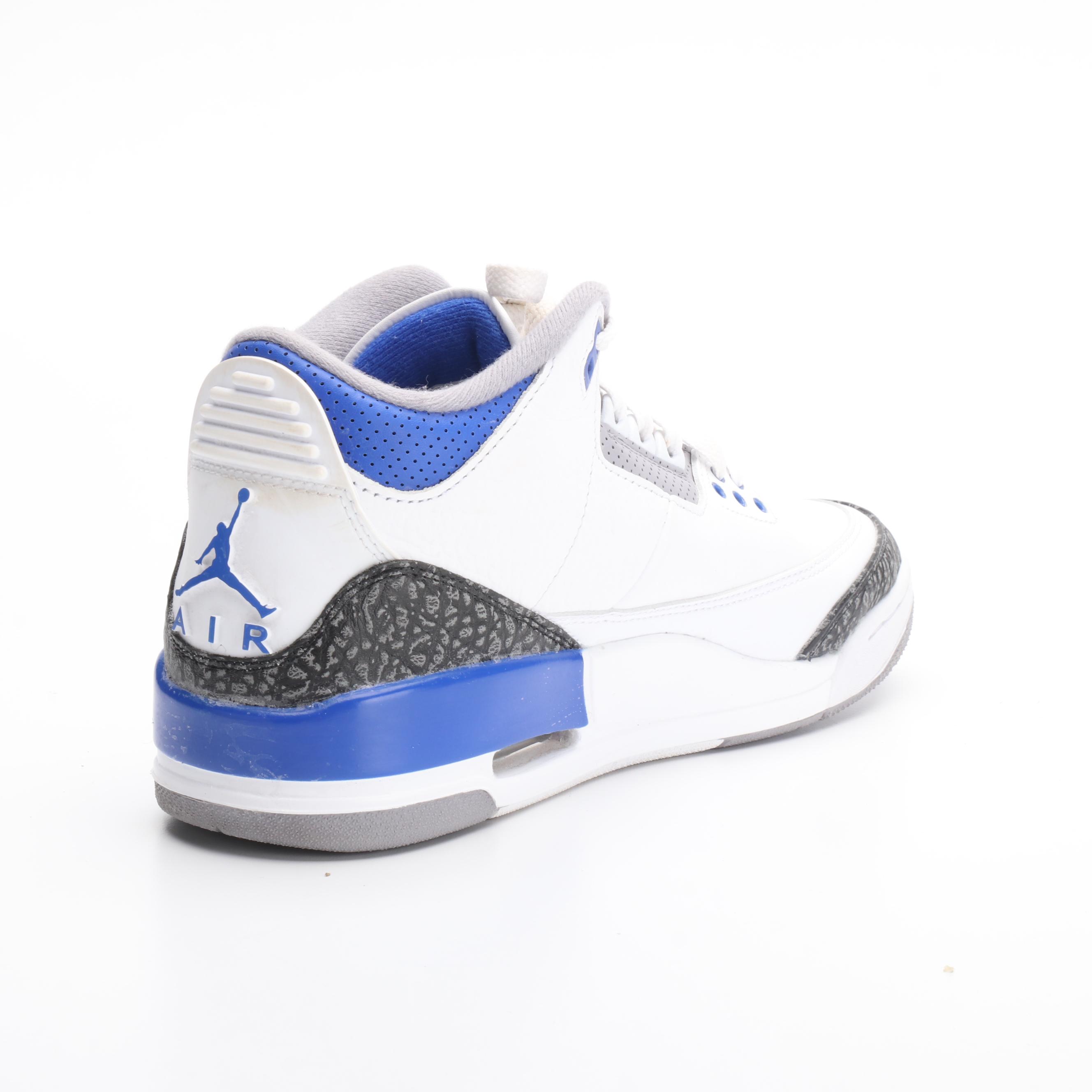 Men's Nike Air Jordan 3 Retro High-Top Sneakers in Racer Blue/Grey/White