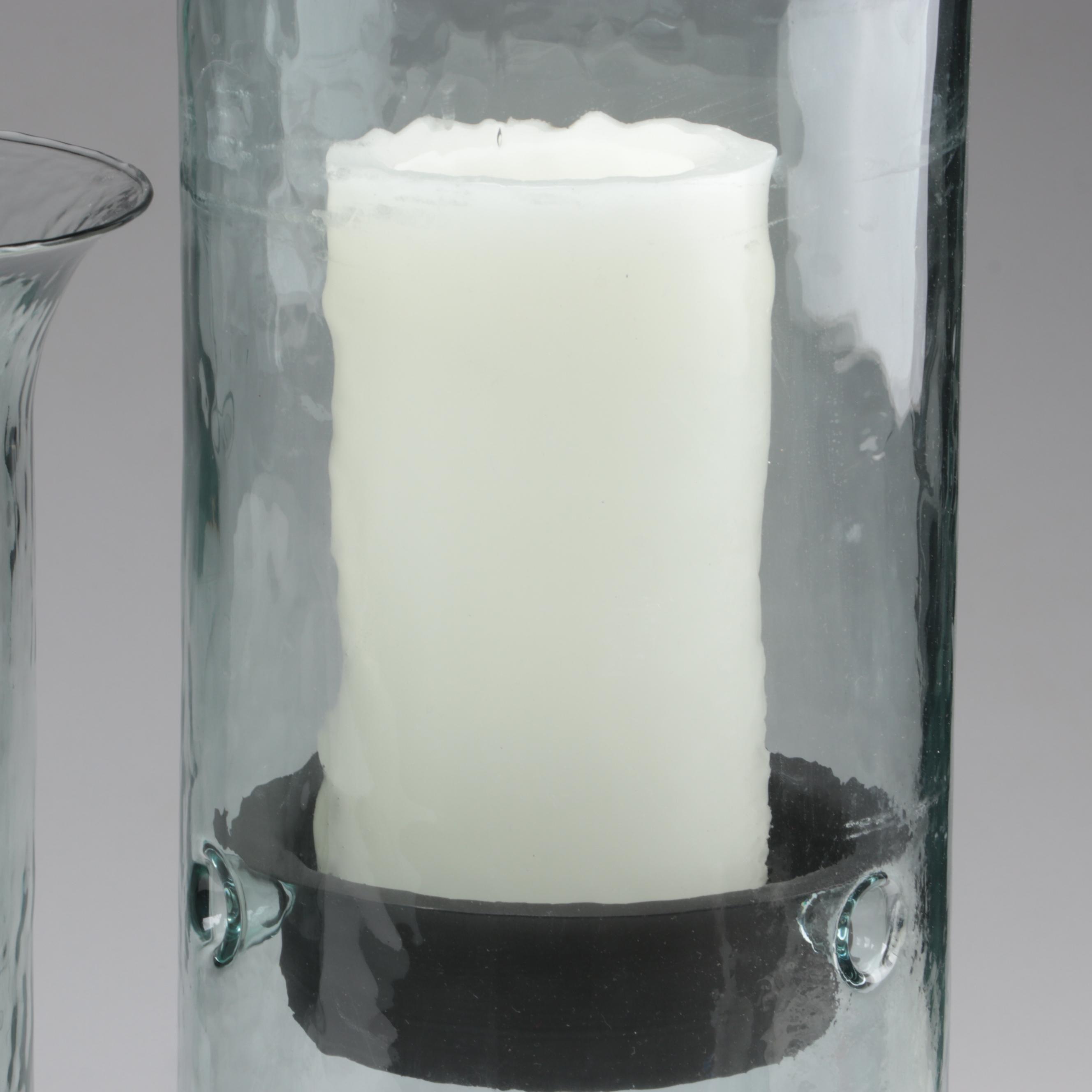 Graduated Hurricane Candle Holders with Textured Glass