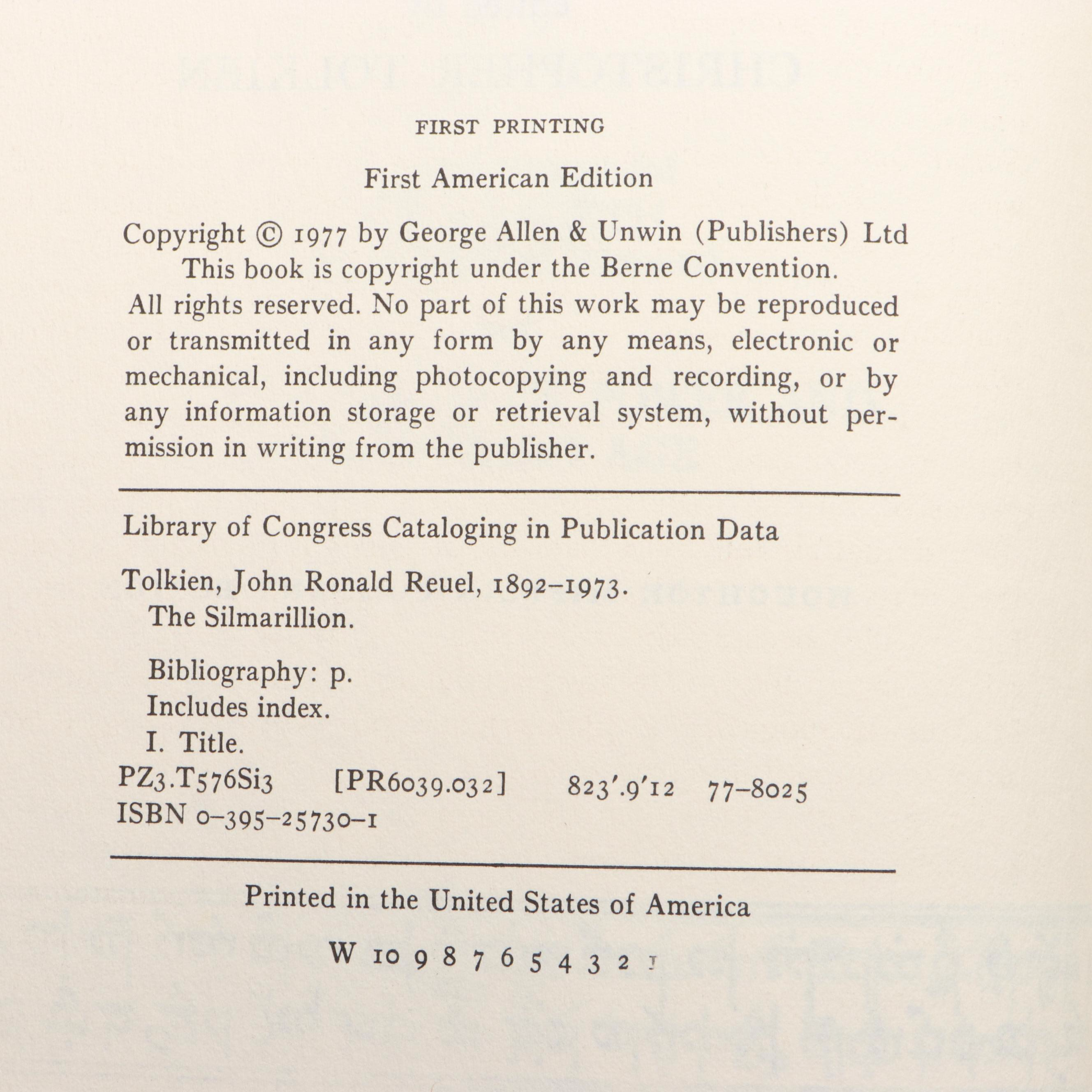 First American Edition "The Silmarillion" by J. R. R. Tolkien, 1977