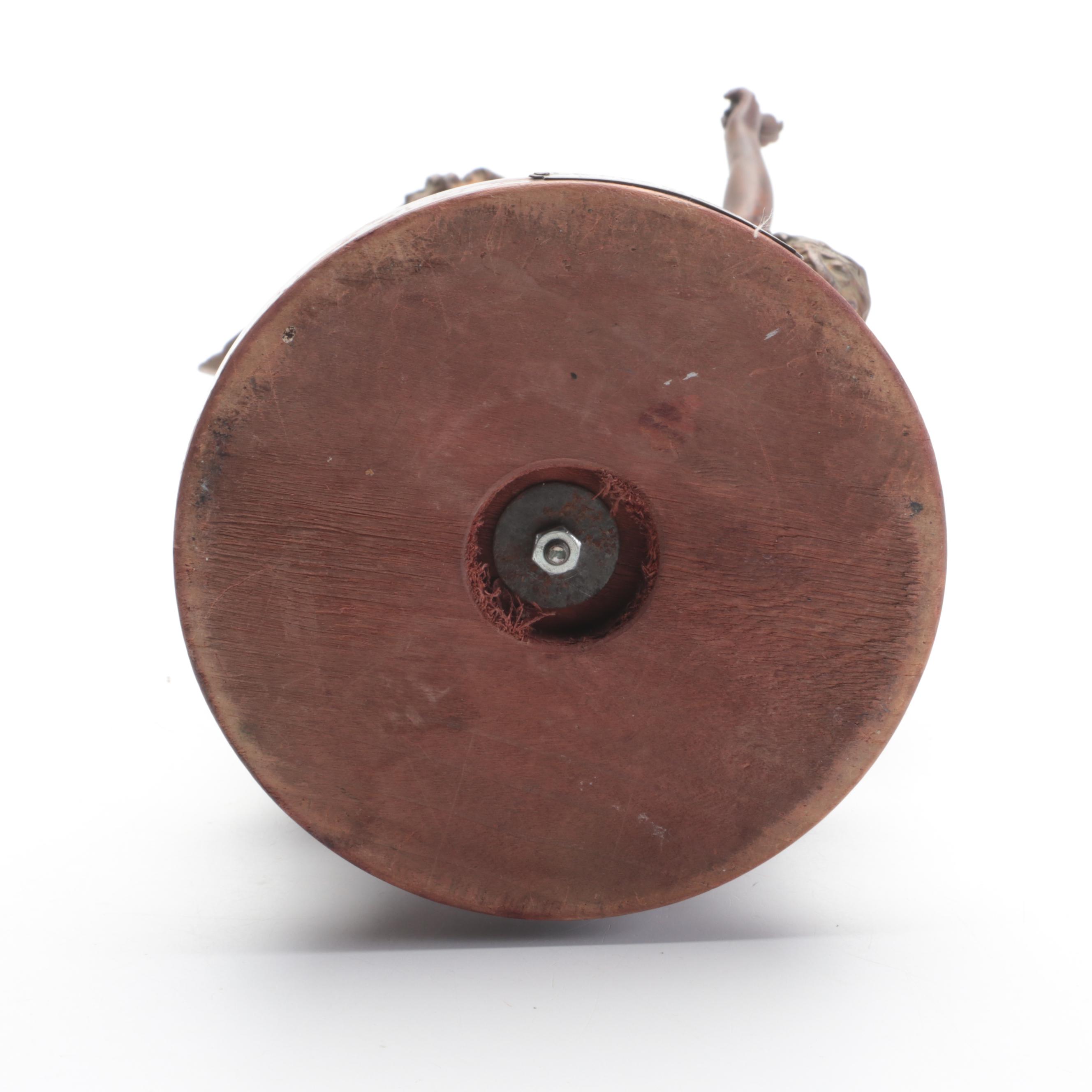 Classical Style Cast Metal Sculpture of Cupid with Cherub