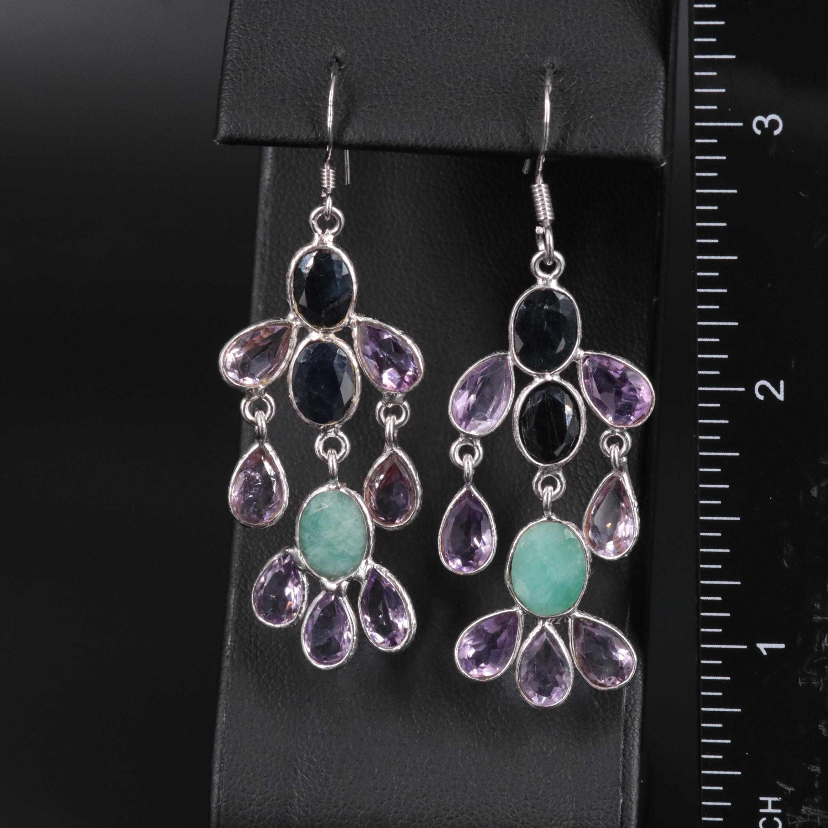 Sterling Silver Multi Gemstone Earrings