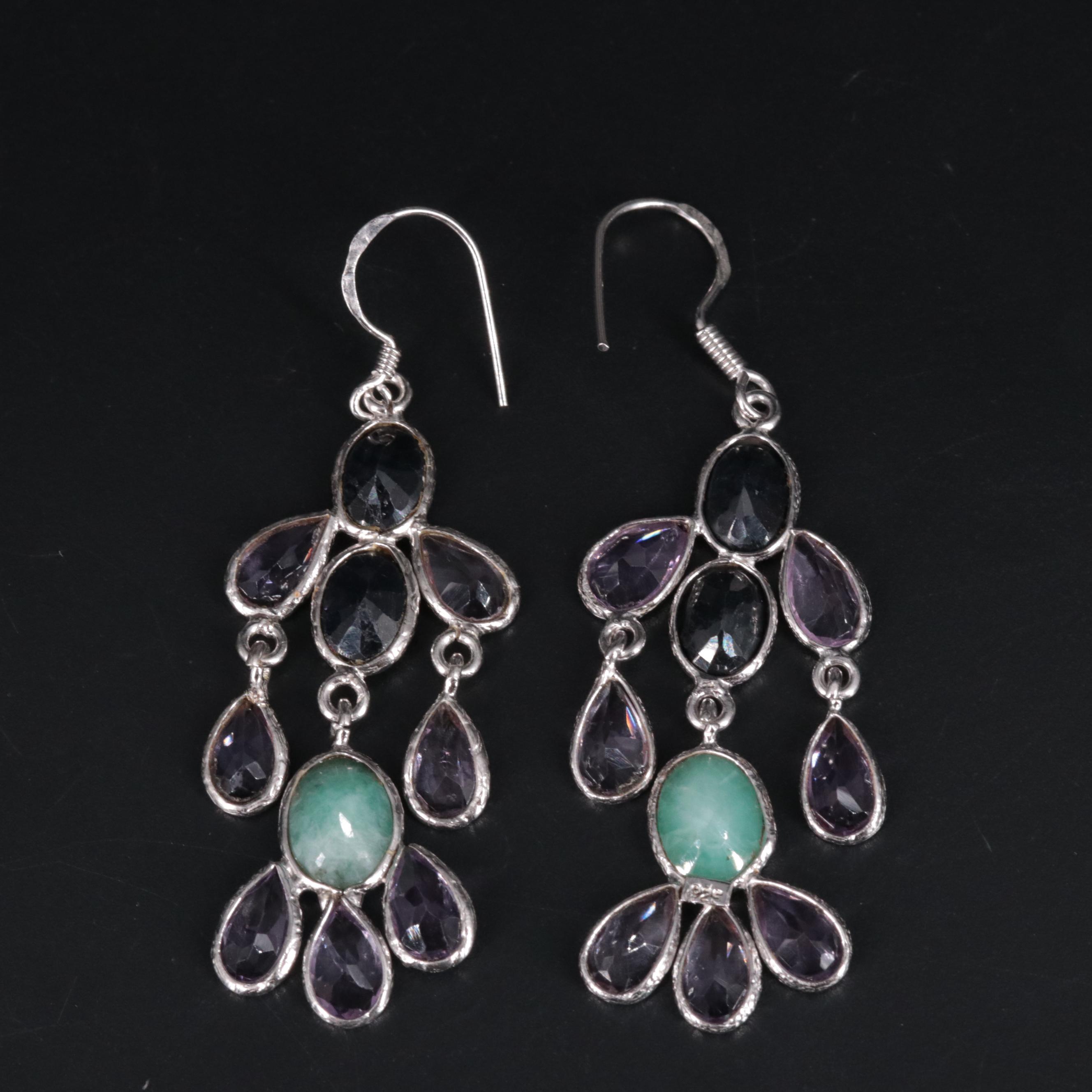 Sterling Silver Multi Gemstone Earrings