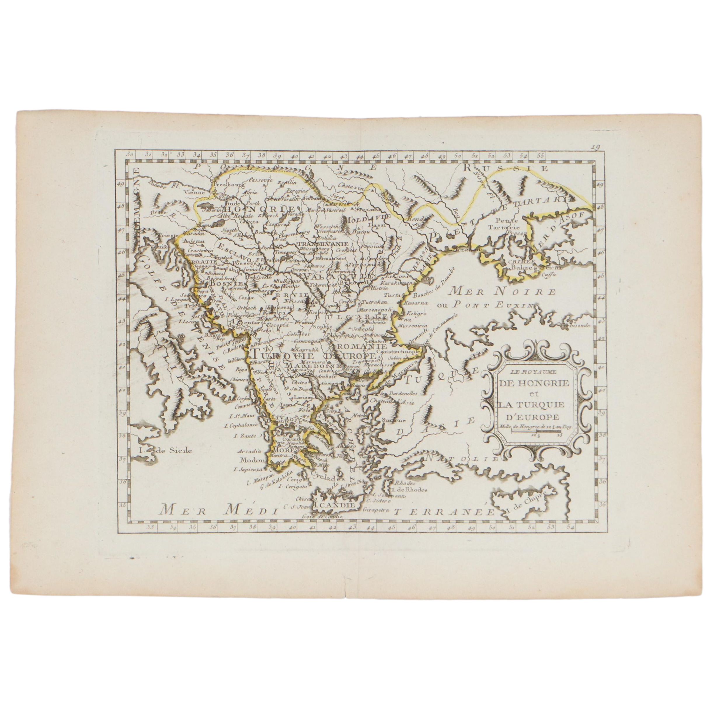 Map After Jean-Baptiste Nolin "Le Royaume de Hongrie et la Turqie d'Europe"