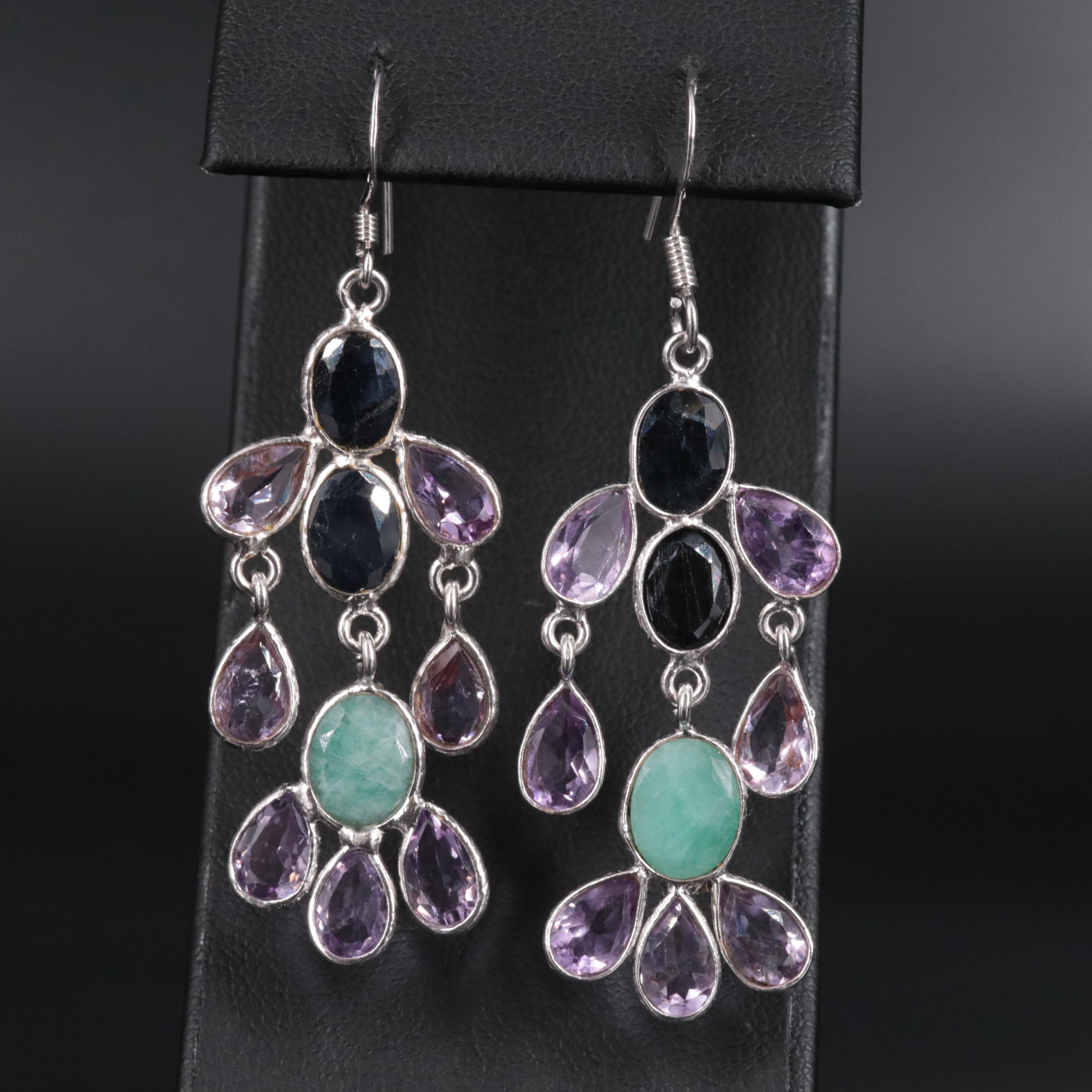 Sterling Silver Multi Gemstone Earrings