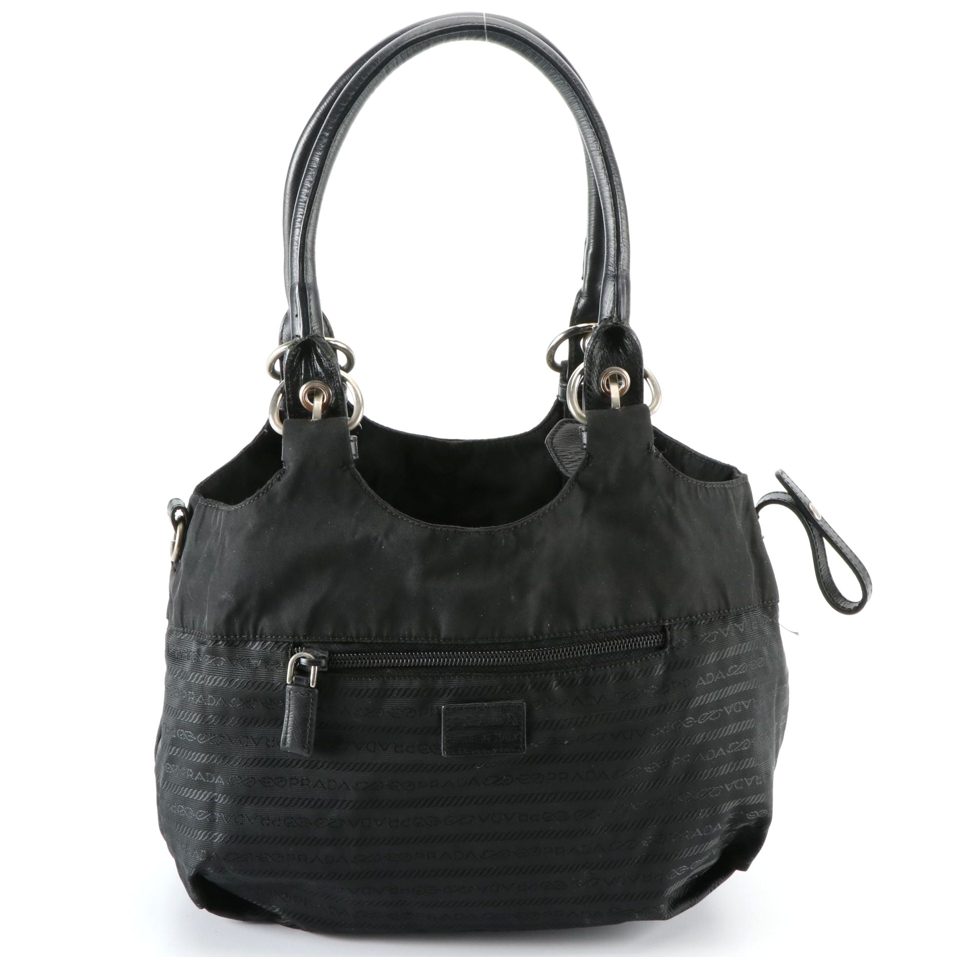 Prada Black Tessuto Nylon and Saffiano Leather Handbag