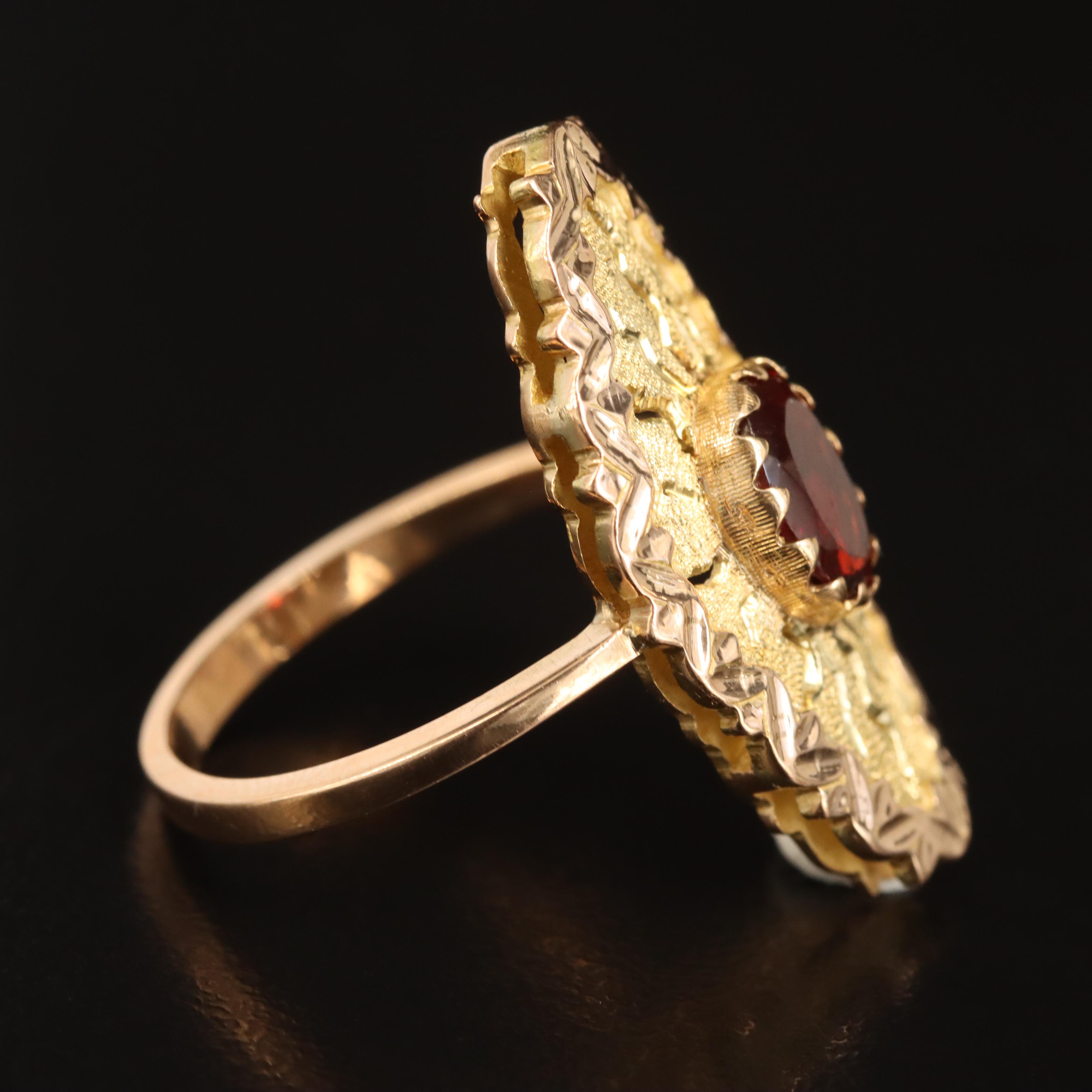 Italian Figli Vittorio Franconeri 18K Garnet Pointer Ring