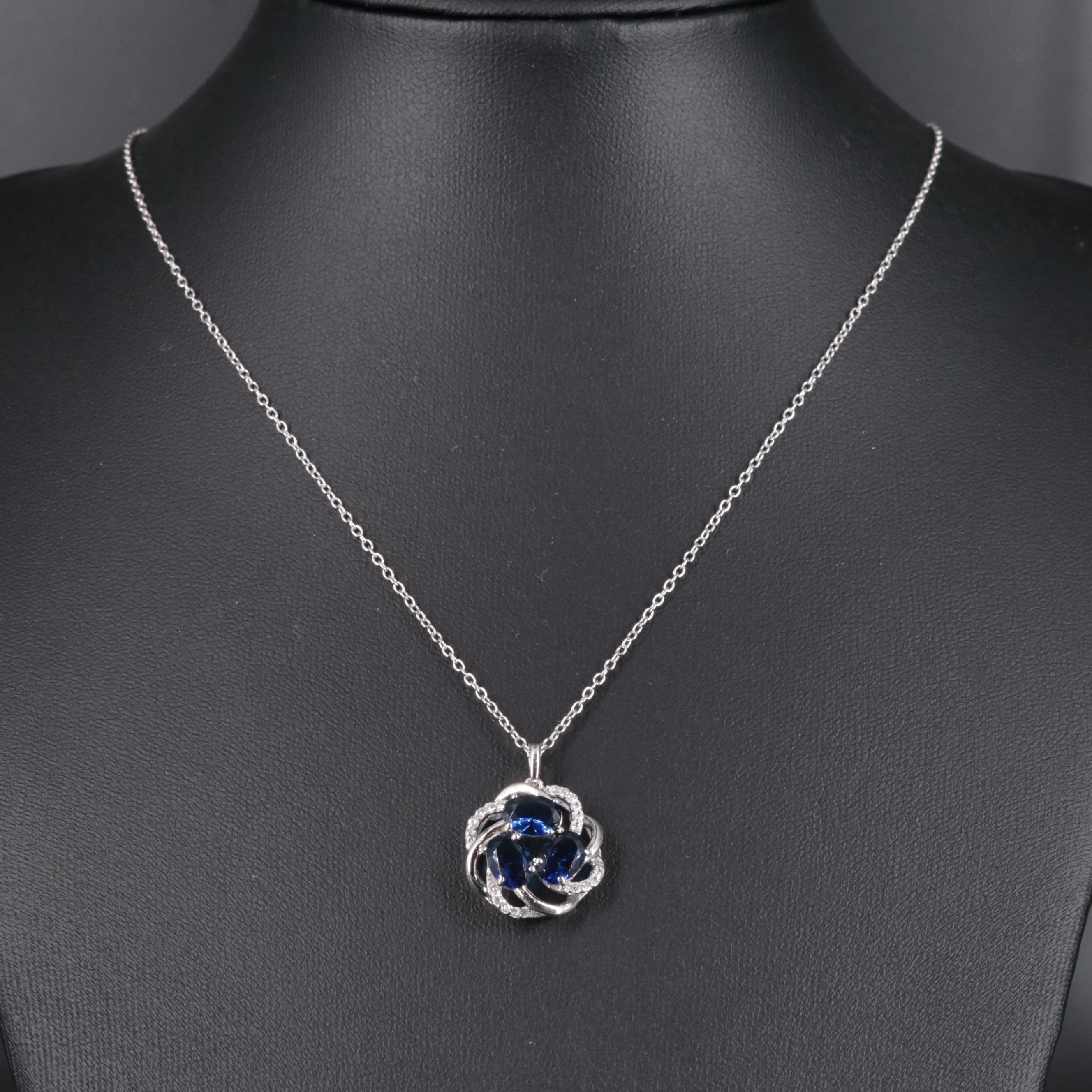 Sterling Silver Gemstone Spiral Pendant Necklace